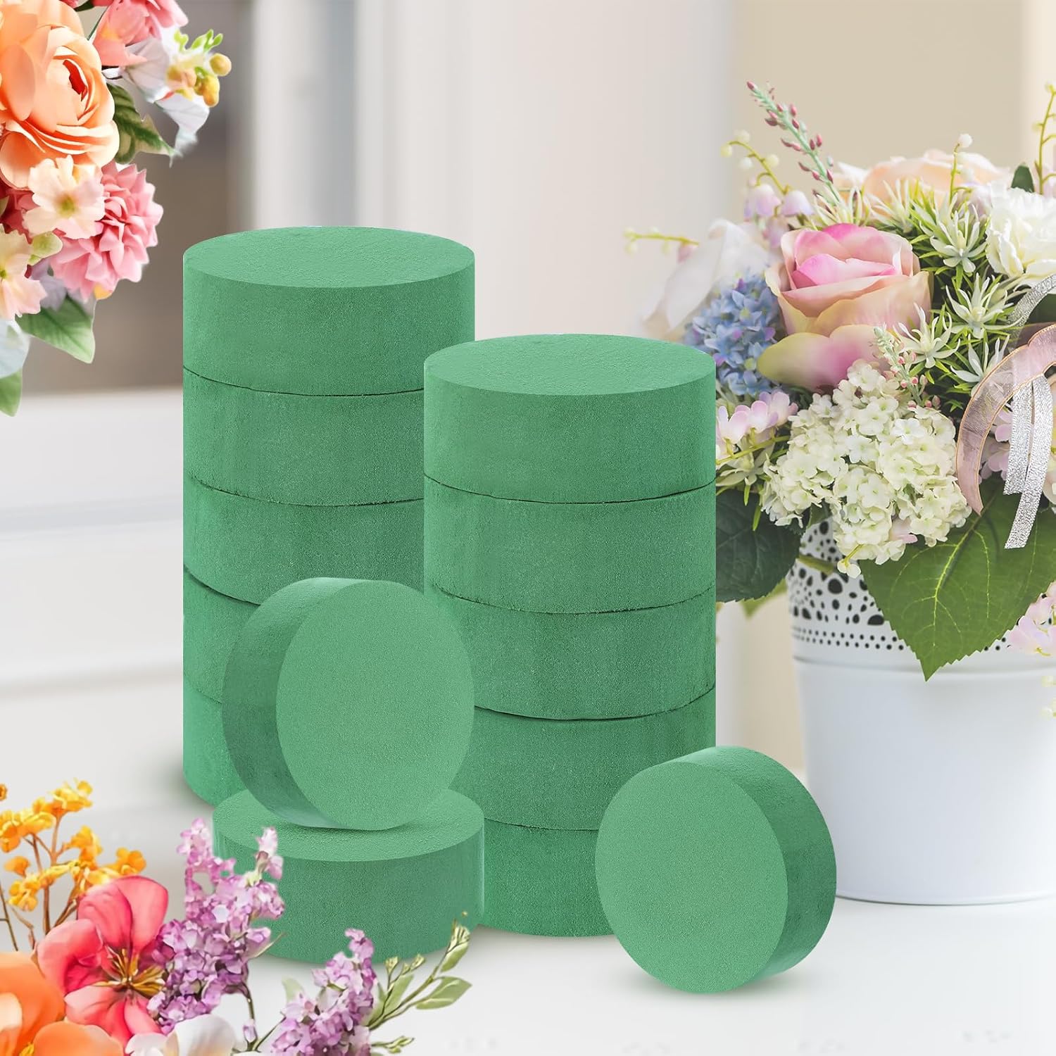 24 Pcs Round Floral Foam Blocks for Florists