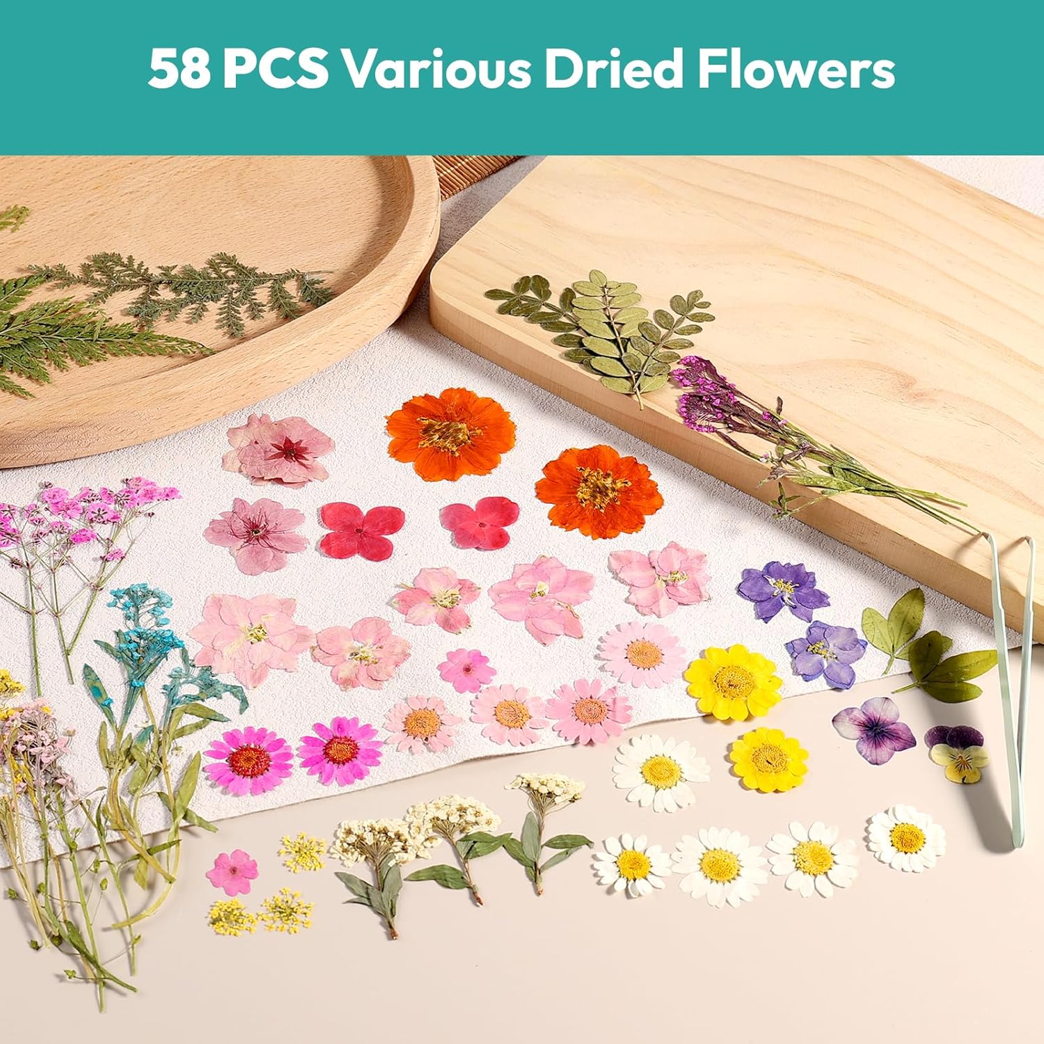 Pink Dried Flowers 58pc Craft Kit for Scrapbook Jewelry