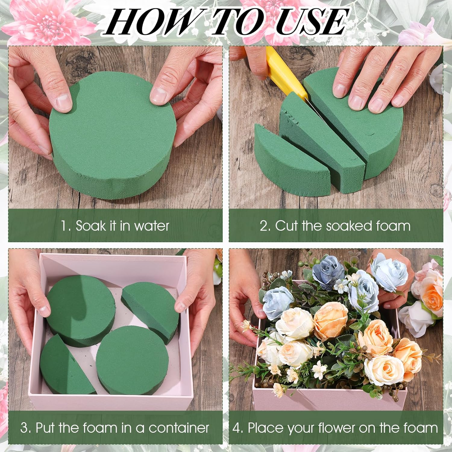 24 Pcs Round Floral Foam Blocks for Florists