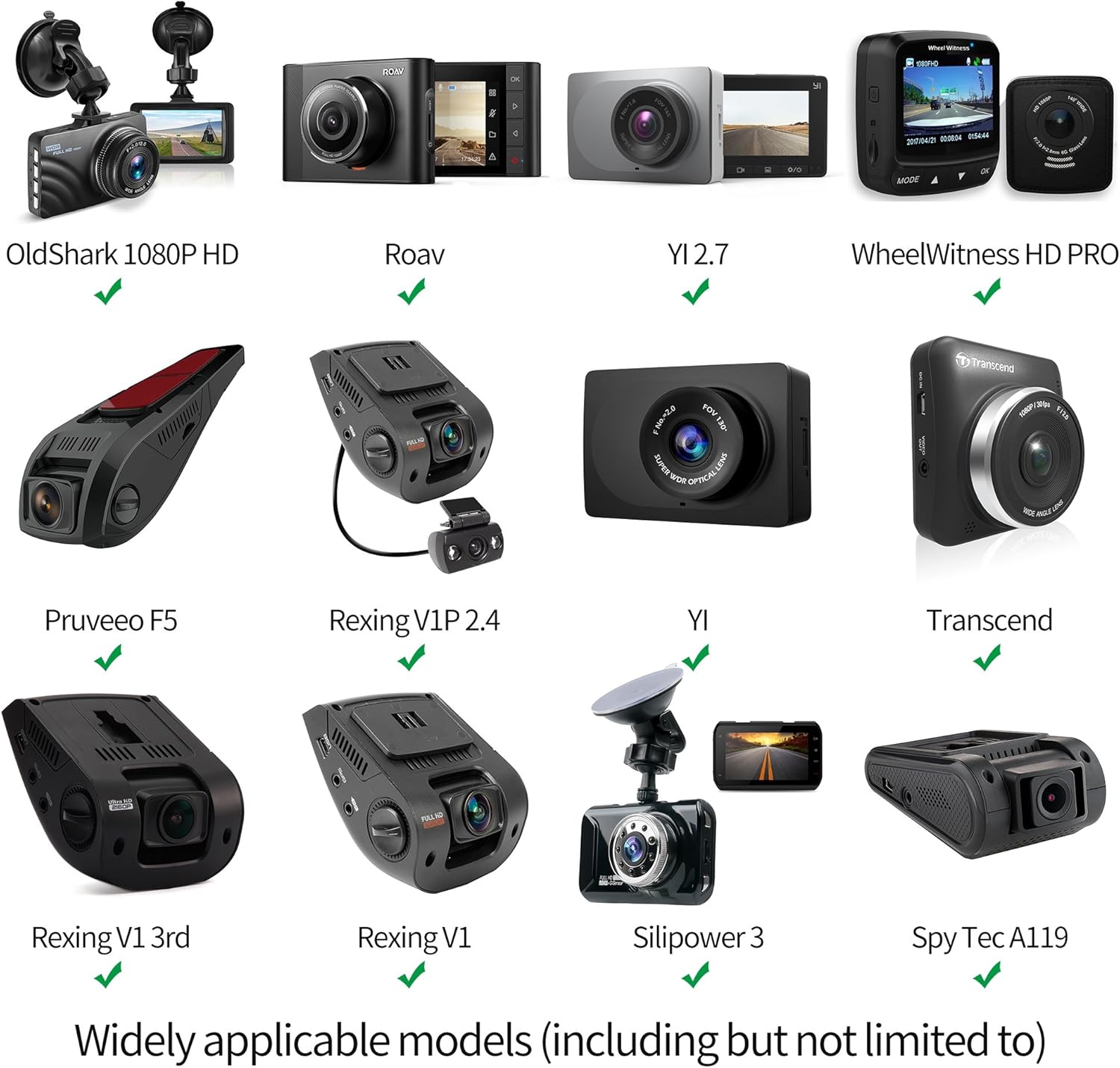 Dash Cam Suction Cup Mount and Glue Adapter for Multiple Models