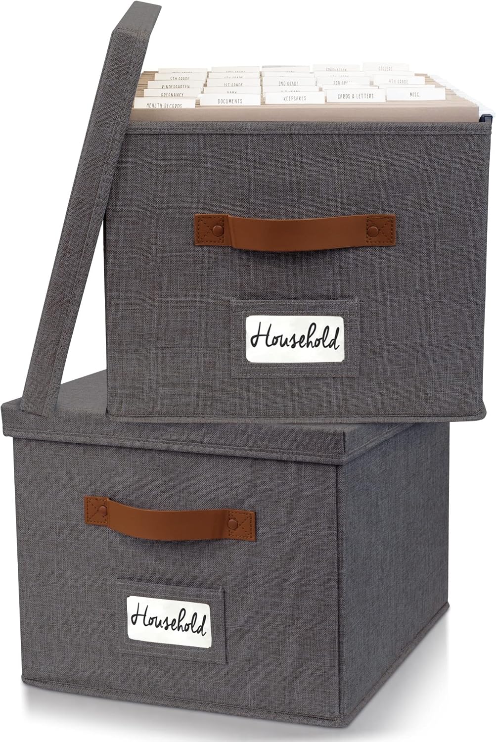 ZICOTO Decorative File Organizer Box Set of 2