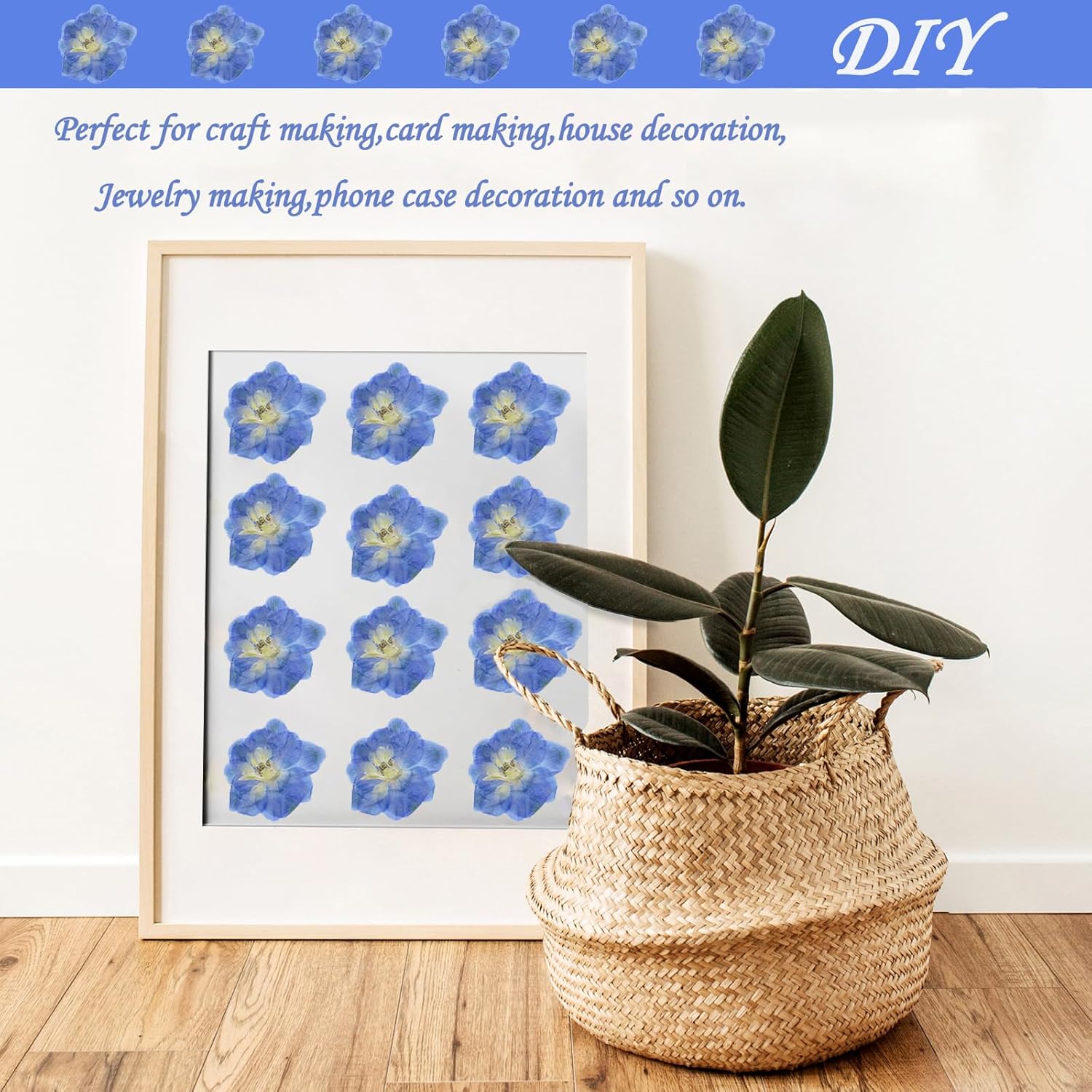 Blue Dried Larkspur Flowers 60PCS for Resin Craft Decor