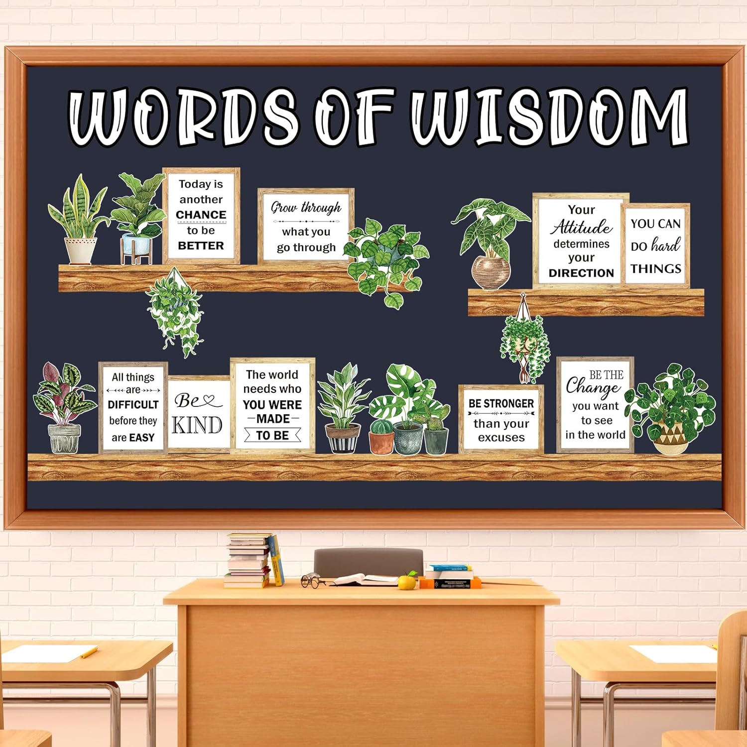 Qilery Bookshelf Bulletin Board Set for Classroom Decor