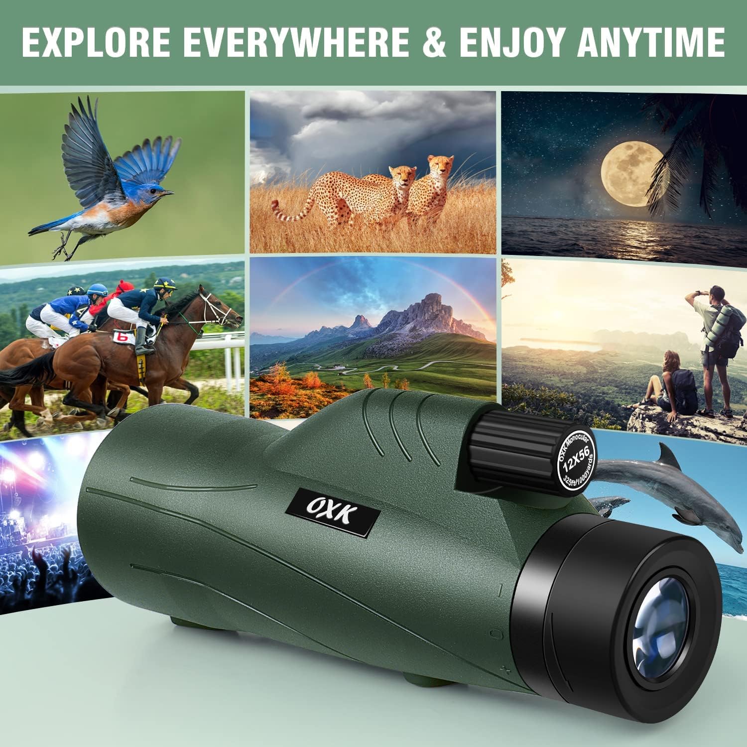 12x56 High Power Monocular with Tripod and Smartphone Adapter