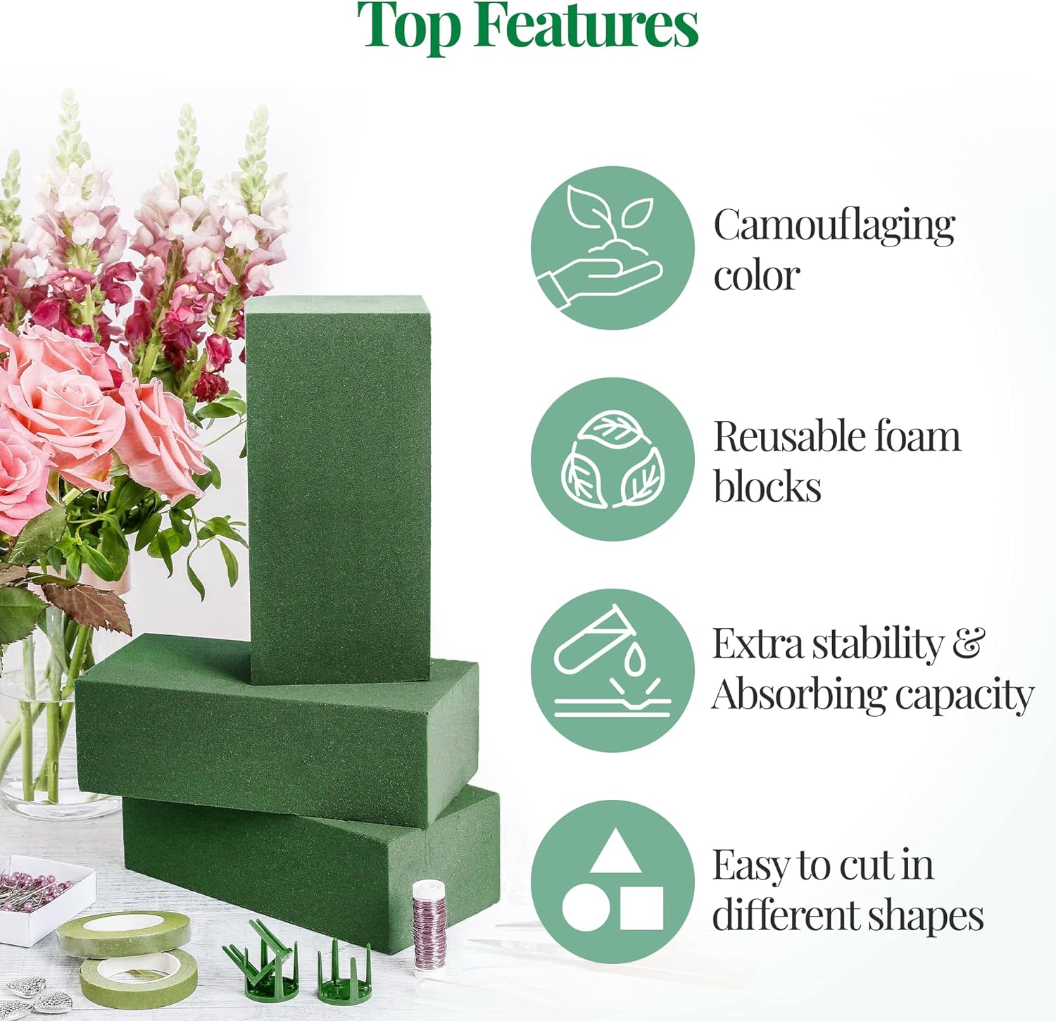 Noe Malu 8 Pcs Floral Foam Blocks for Floral Arrangements