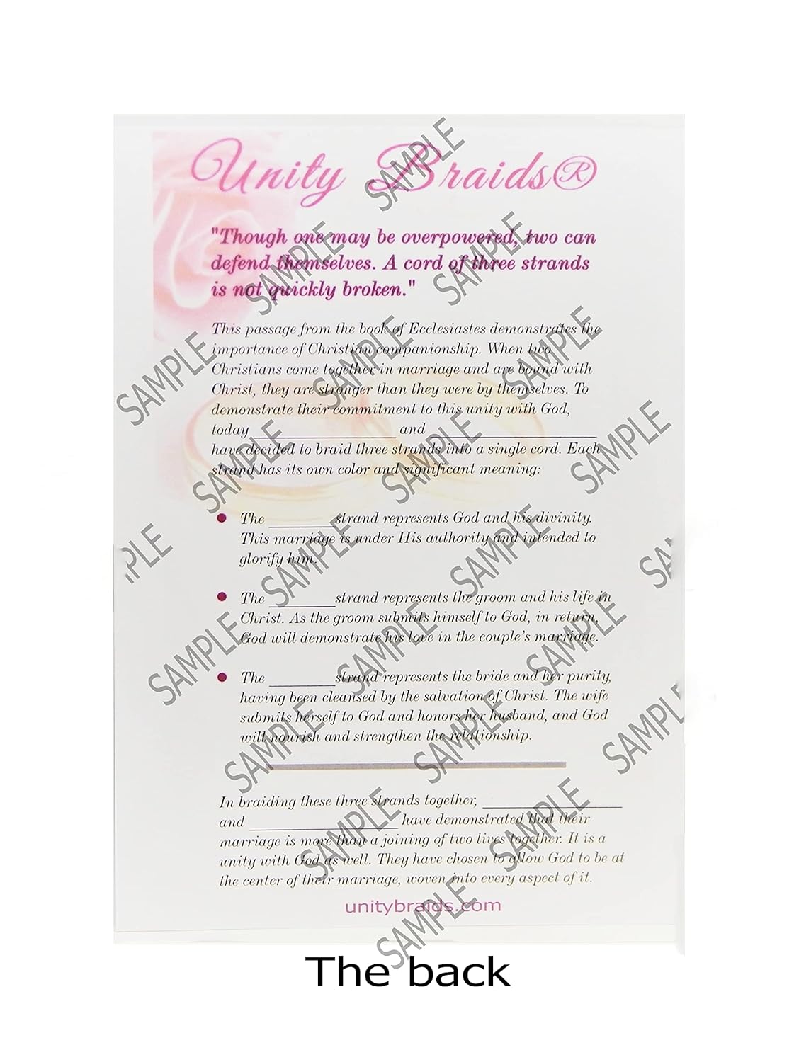 Unity Braids Wedding Explanation Cards Pack of 25