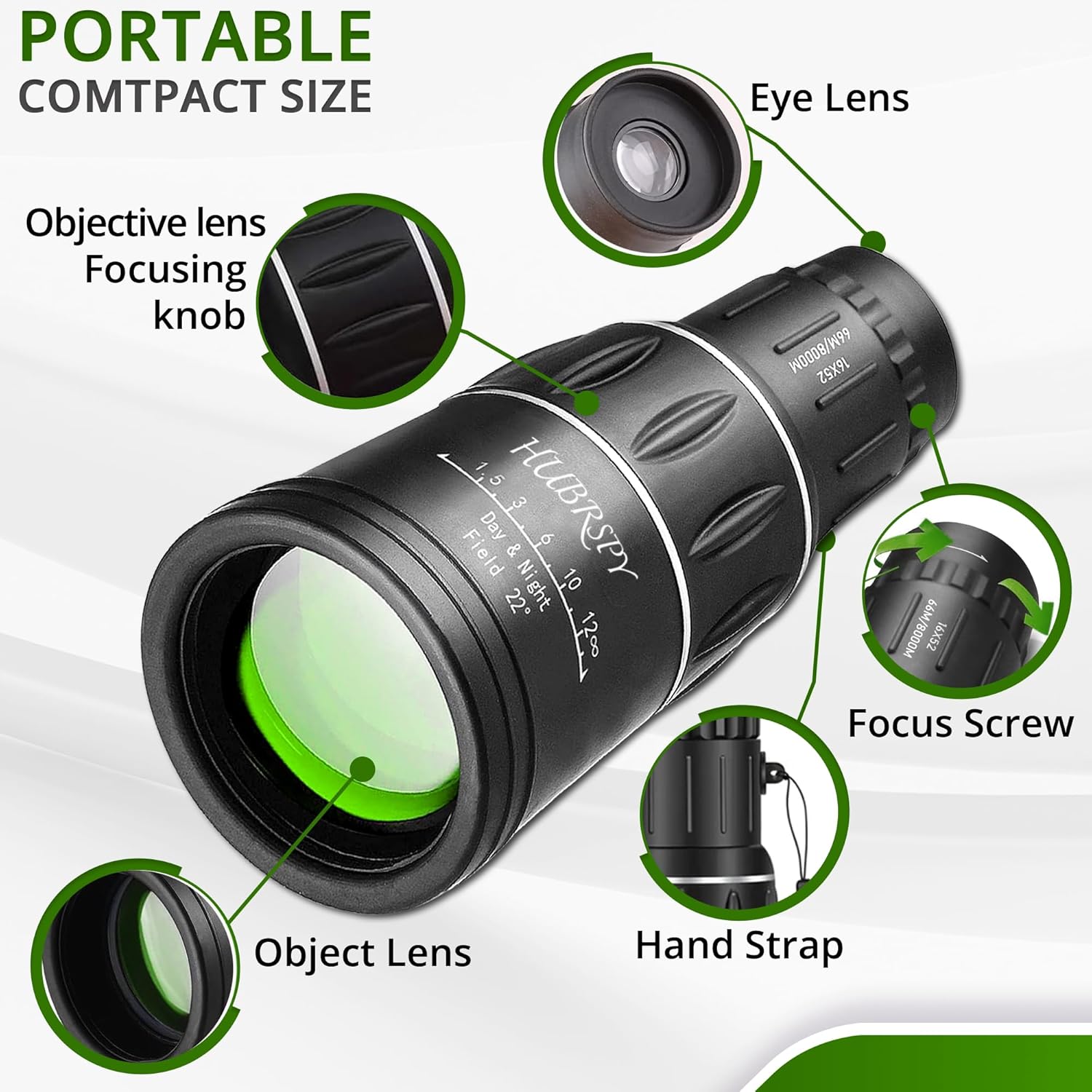 Portable High Power Monocular Telescope for Adults and Kids