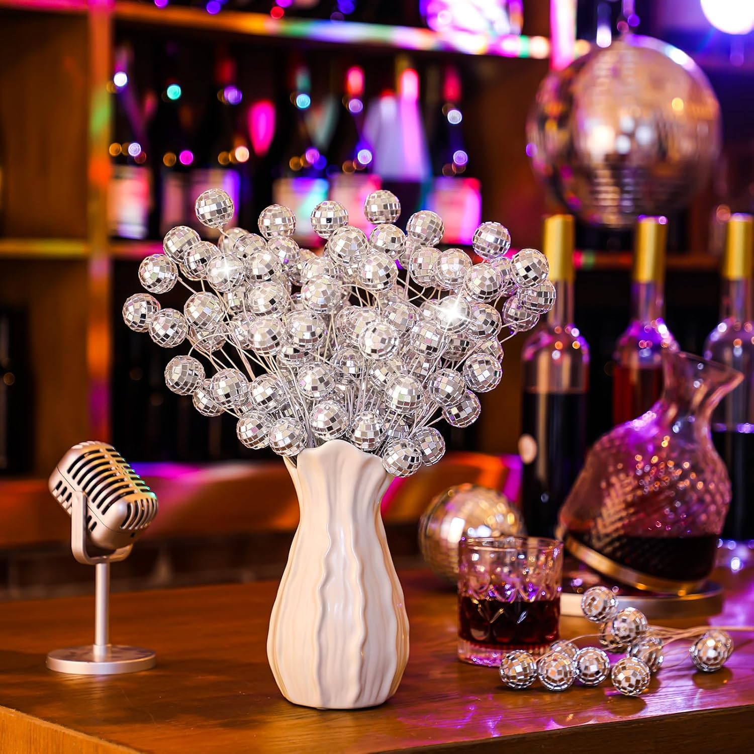 Knitgrip 20 Pcs Silver Glitter Disco Stems