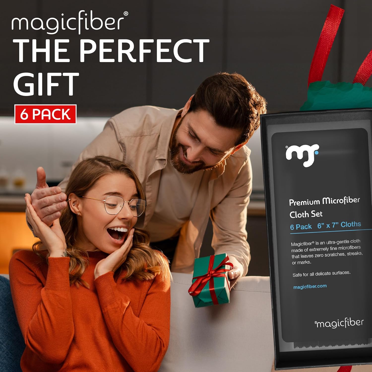 MagicFiber Microfiber Cleaning Cloth 6 Pack - Premium for Glasses Screens Lenses