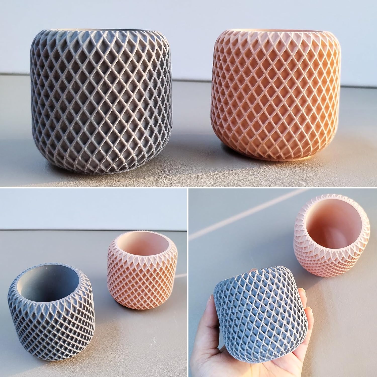 Unique Resin Candle Jar Mold with Geometric Texture