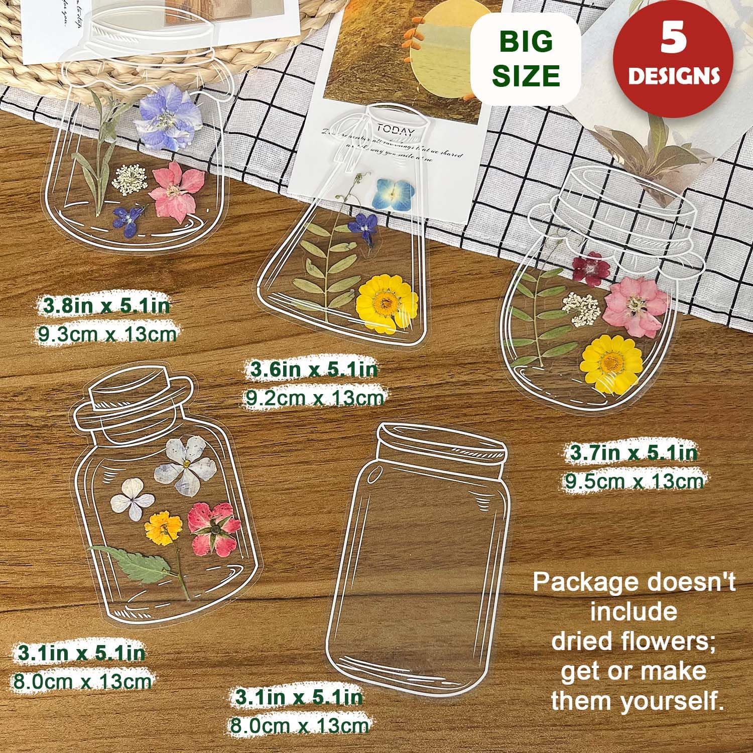 Krinisou Dried Flower Bookmark Kit 20pcs DIY Transparent Bookmarks