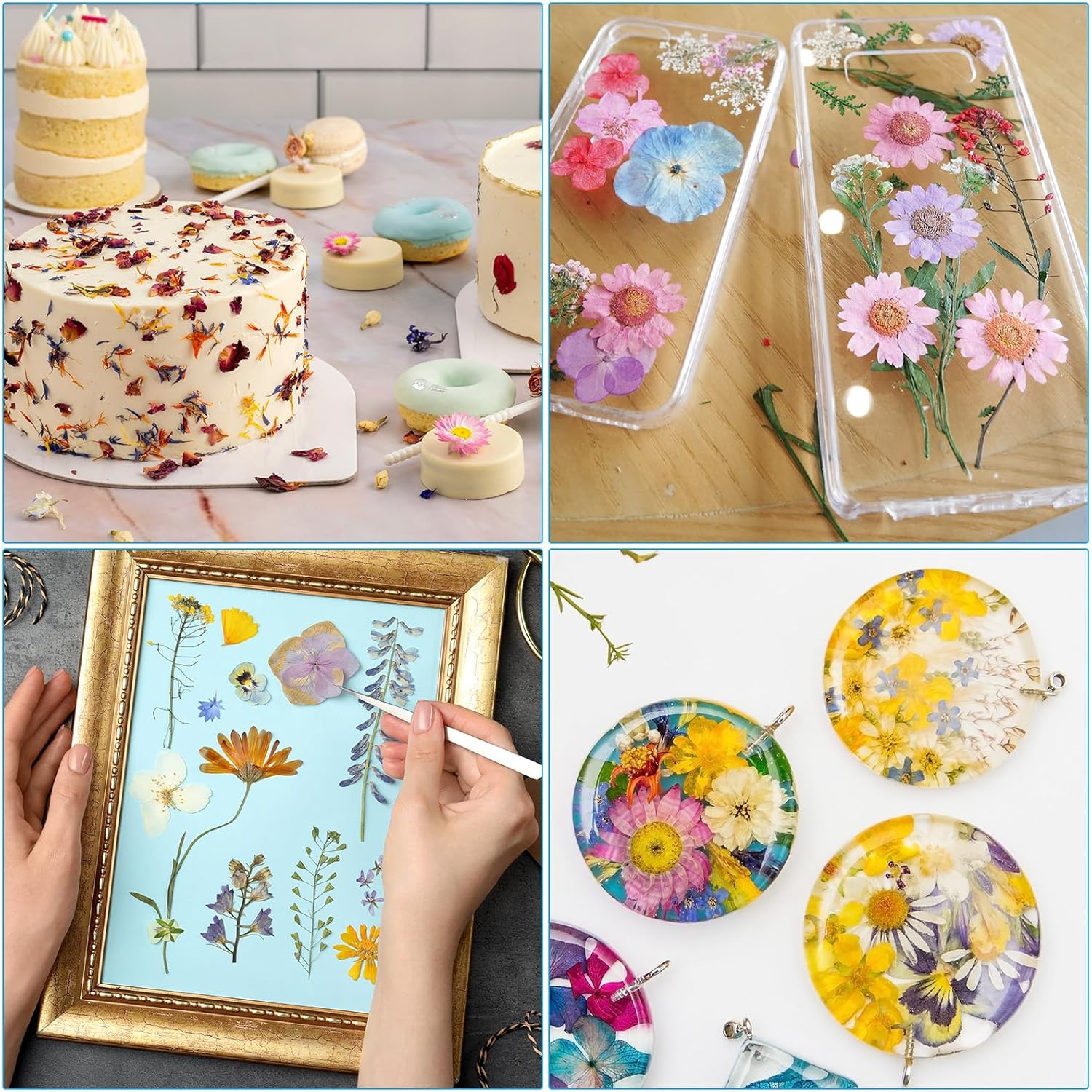 PATIKIL Dried Pressed Flowers Blue Series Art Craft Set