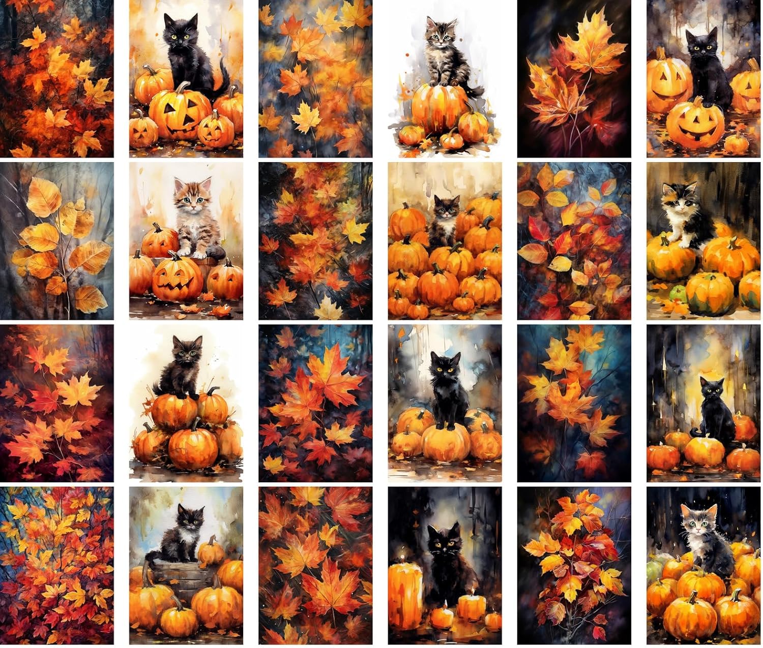 PIXILUV Vintage Postcards 24pcs 4x6 Autumn Whispers