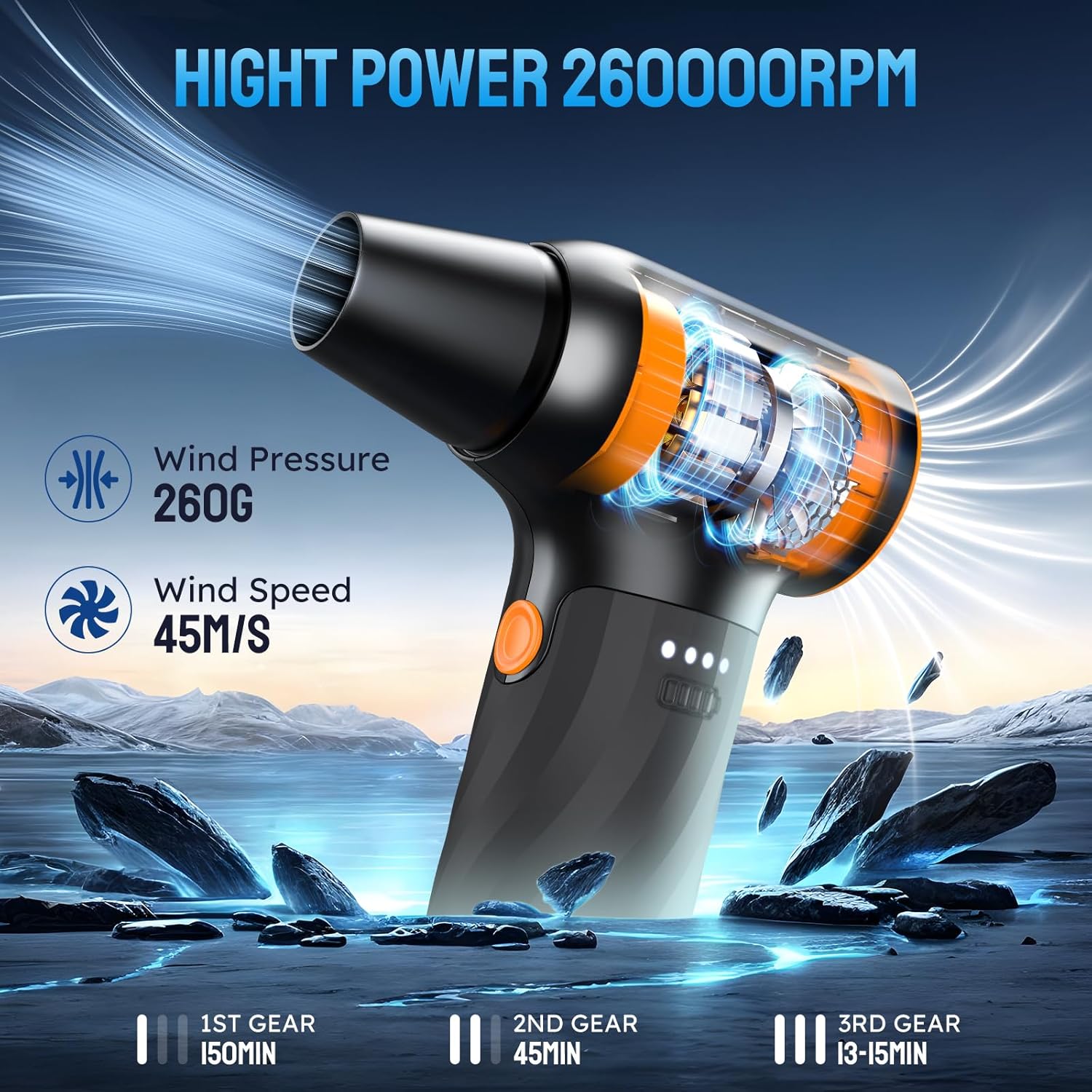 VASSON Cordless Compressed Air Duster with Brushless Motor 260000RPM