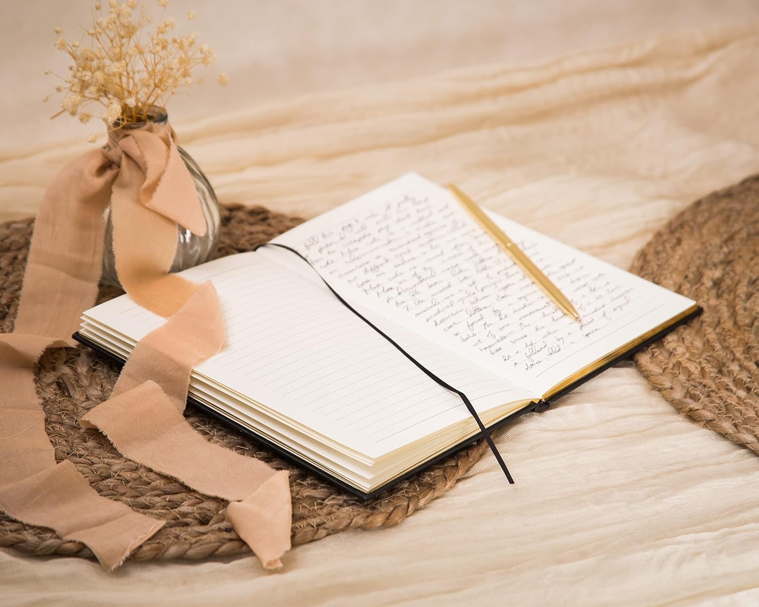 MUUJEE Wedding Officiant Book - Black Gold Embossed Hardcover Journal