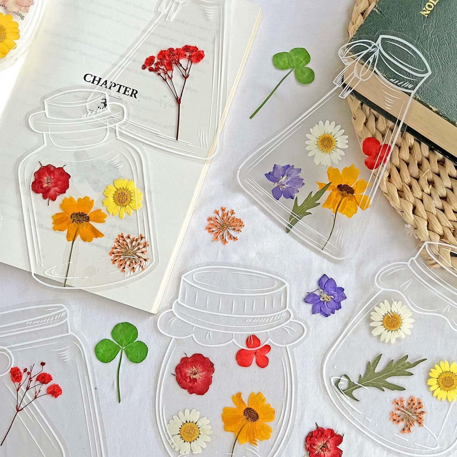 Krinisou Dried Flower Bookmark Kit 20pcs DIY Transparent Bookmarks