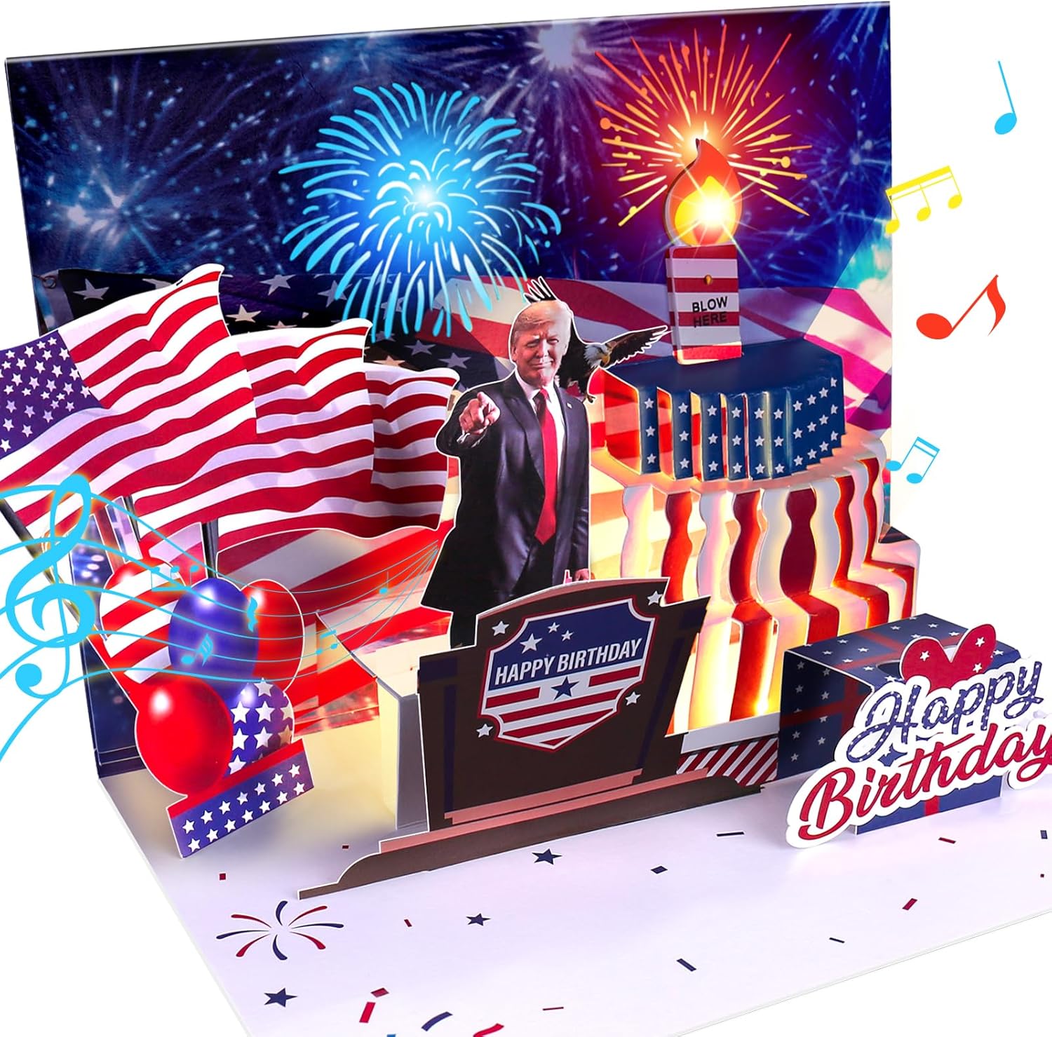 Birthday Card with Light and Music Pop Up