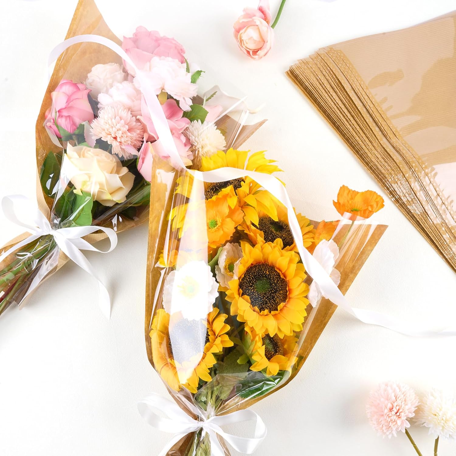 CLUEWR 50 PCS Flower Bags for Bouquets