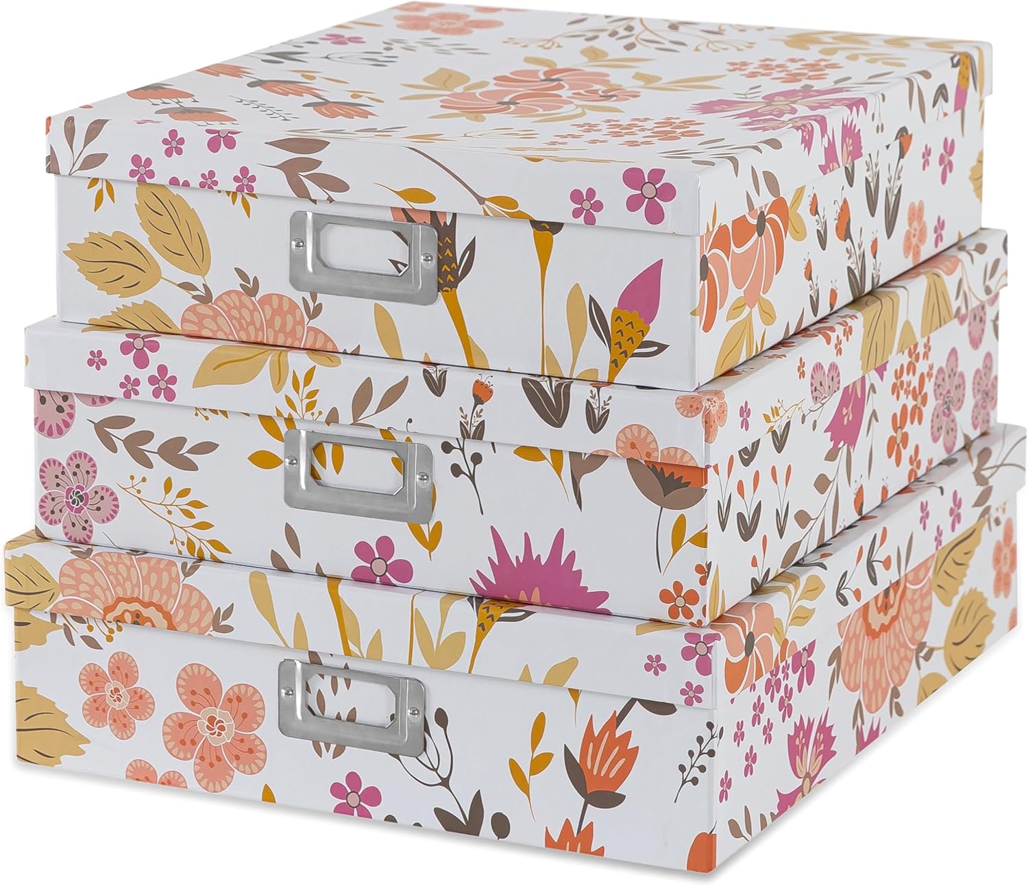 Soul Lane Floral Storage Box Set of 3 with Lids