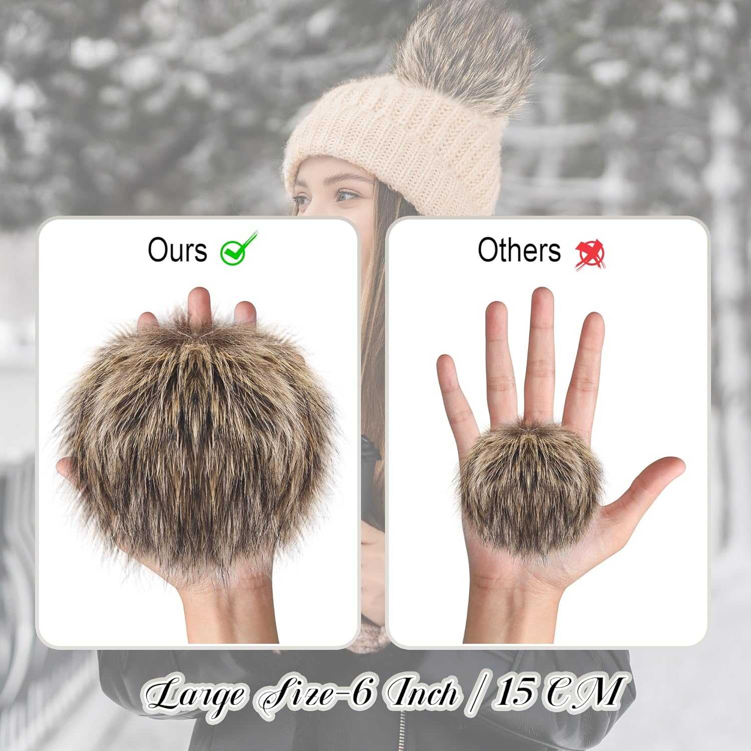 SIQUK 21pcs 6 Inch Faux Fur Pom Poms for Hats and Crafts