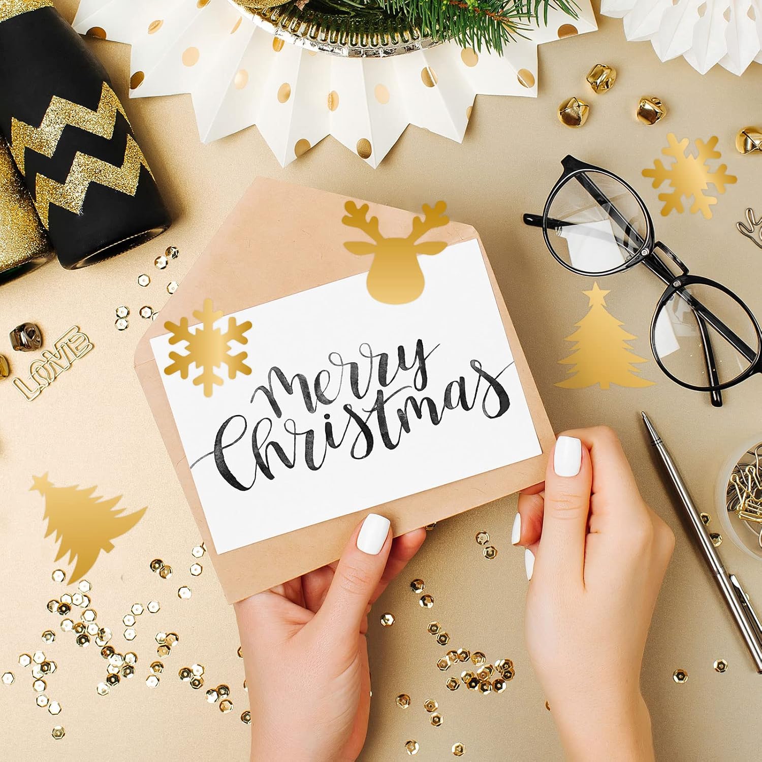 Whaline 300Pcs Christmas Envelope Seal Stickers