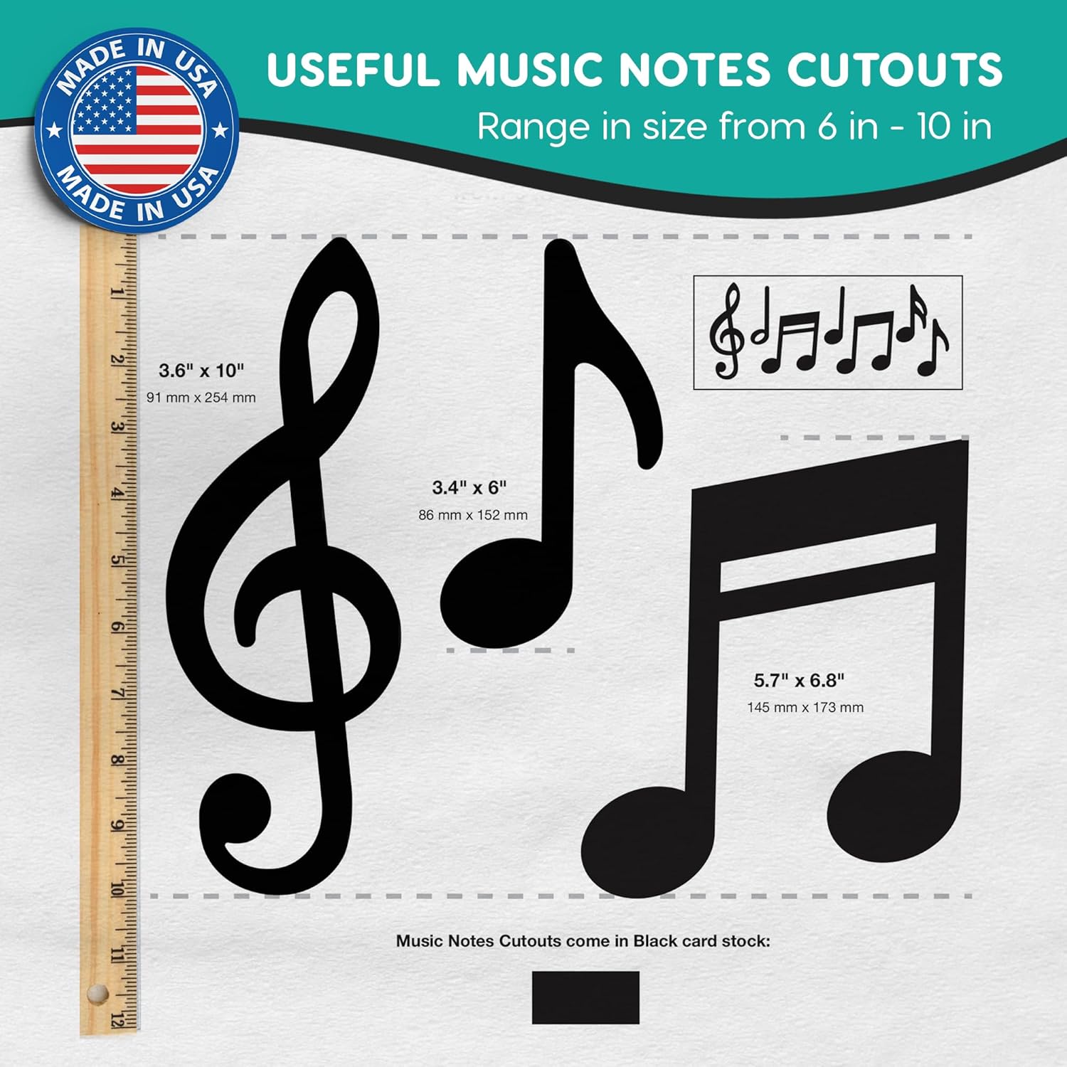 70 pcs Black Music Note Cutouts for Musical Decor