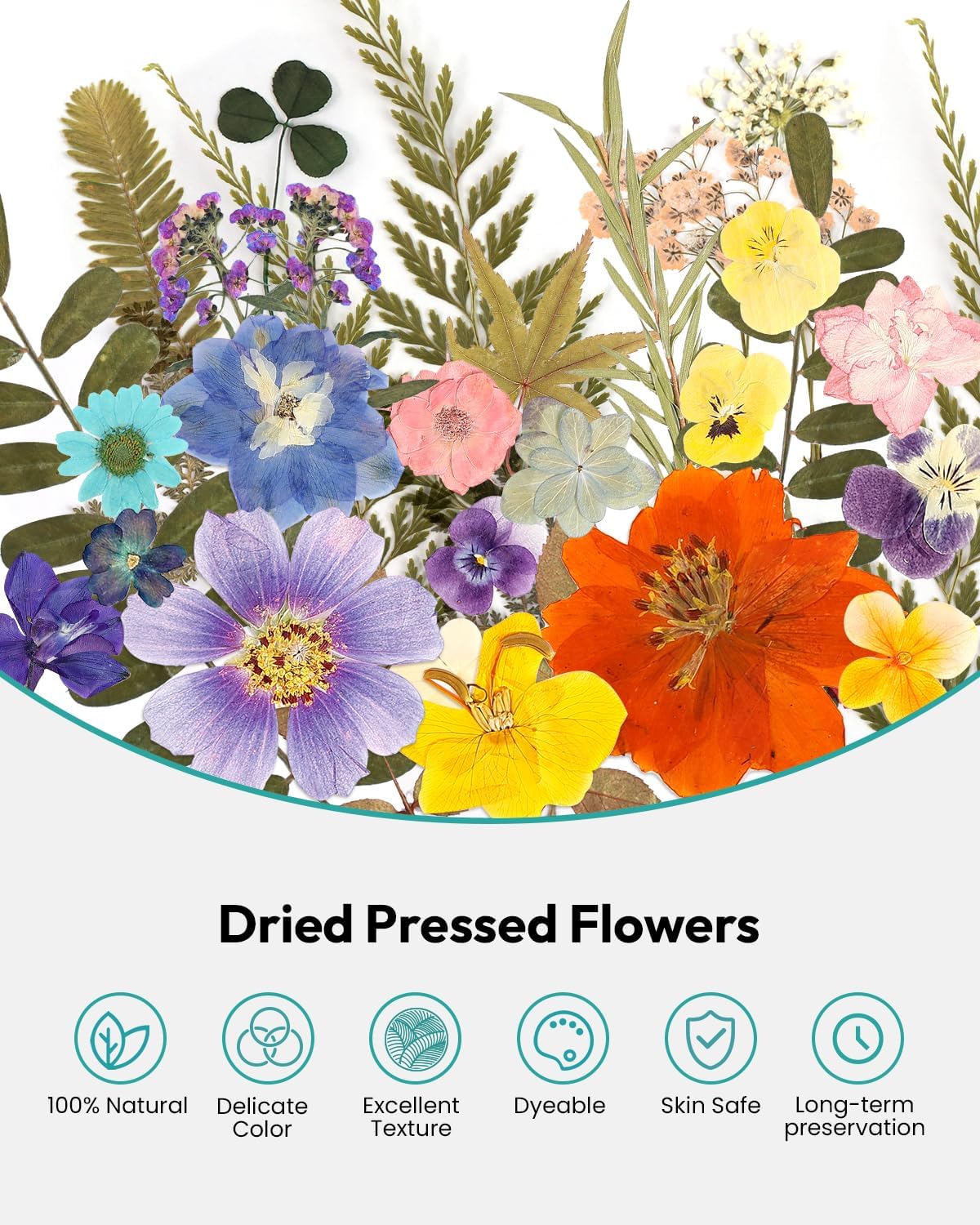 Resiners 174Pcs Dried Flowers Pressed for Crafts