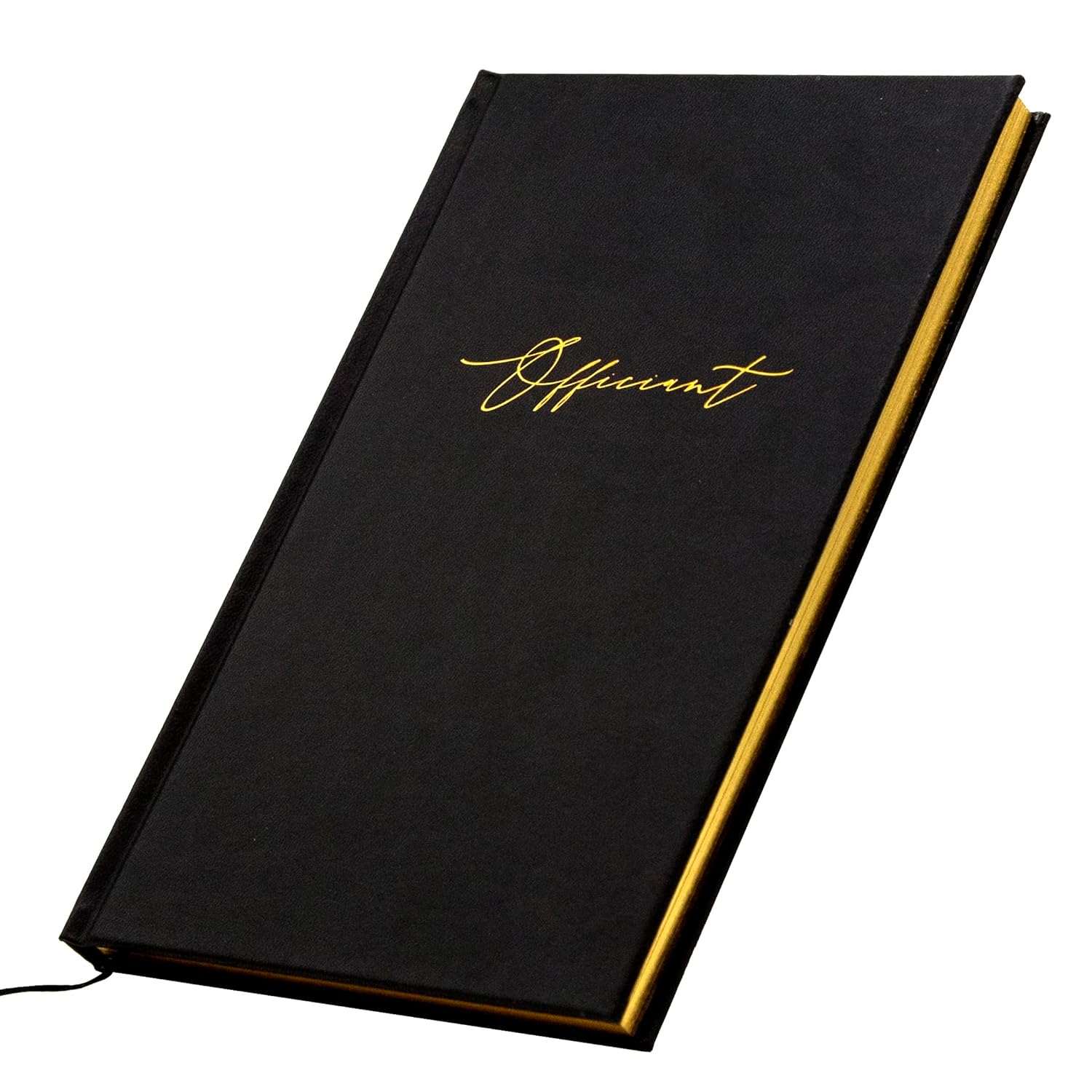 MUUJEE Wedding Officiant Book - Black Gold Embossed Hardcover Journal