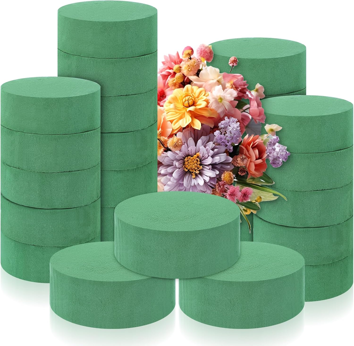 24 Pcs Round Floral Foam Blocks for Florists