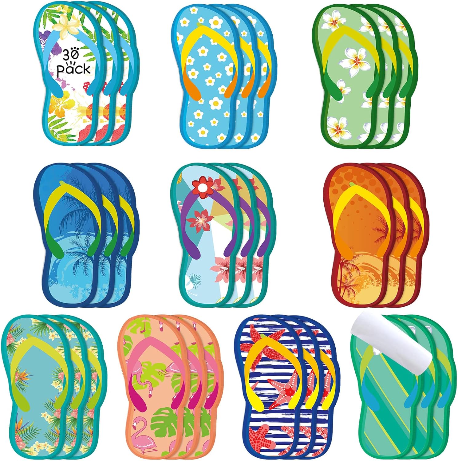 30-Pack Tropical Sticky Notes with 10 Styles