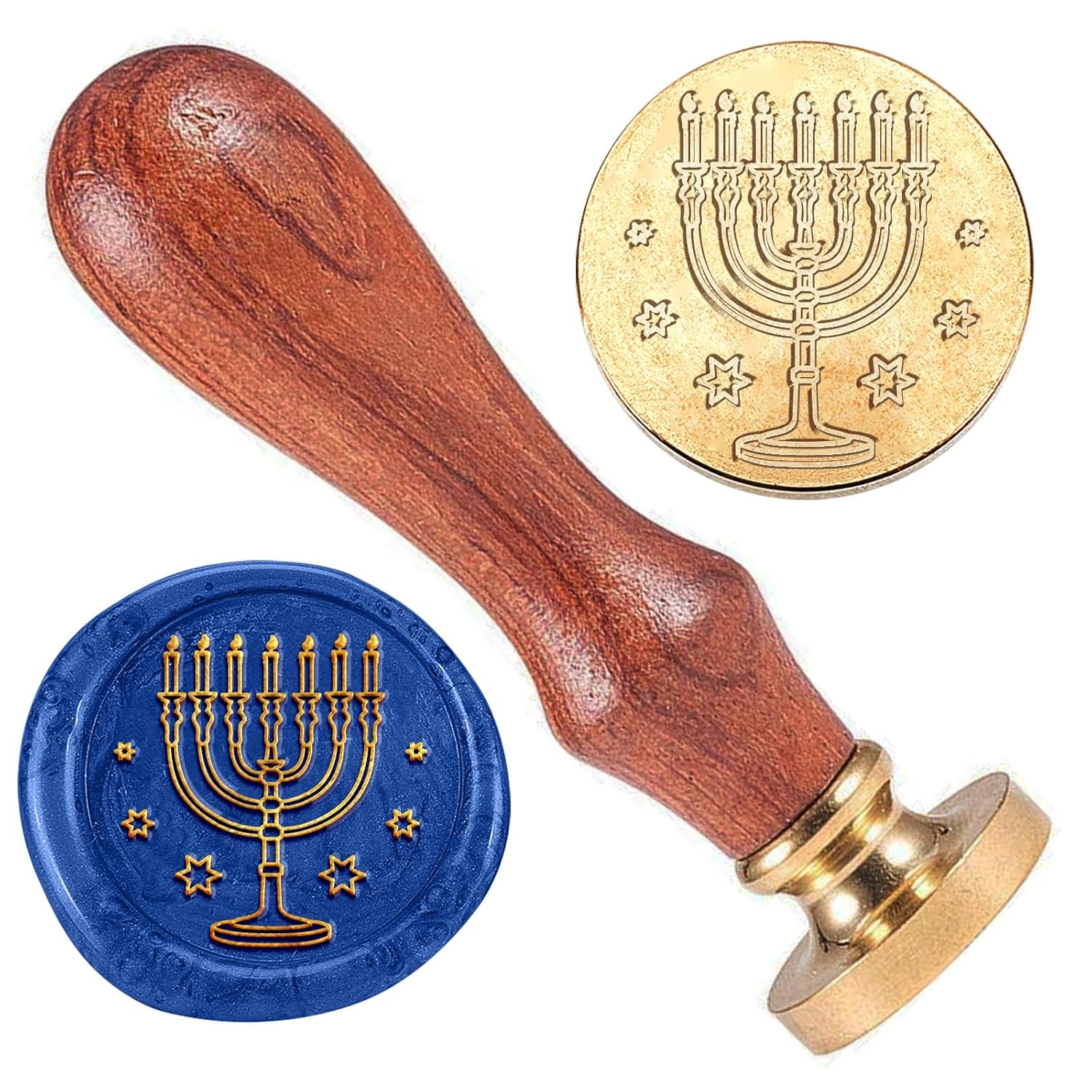 Hanukkah Candles Wax Stamp 1 Inch Brass Head with Wooden Handle