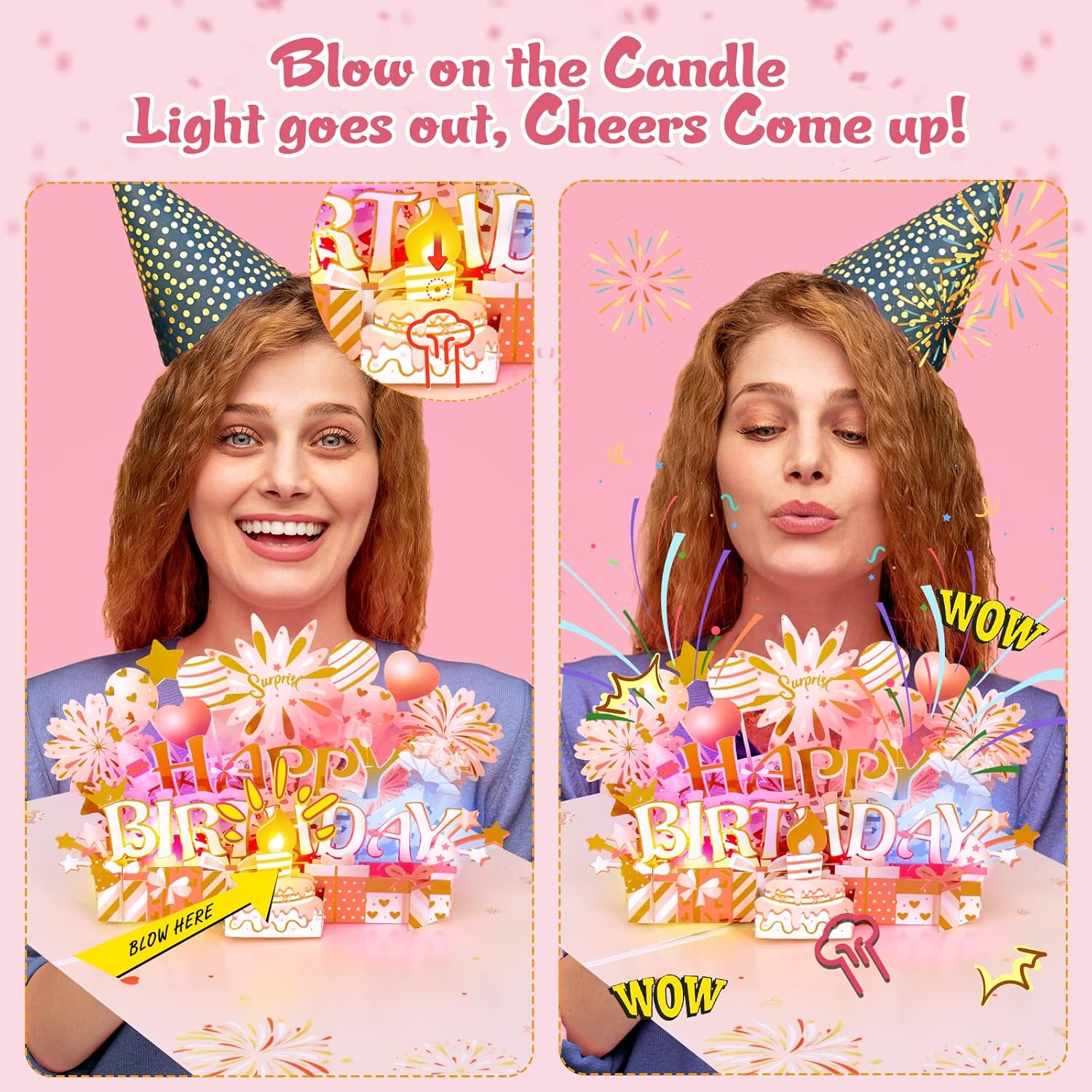 INPHER Pop Up Birthday Card with LED Light and Music