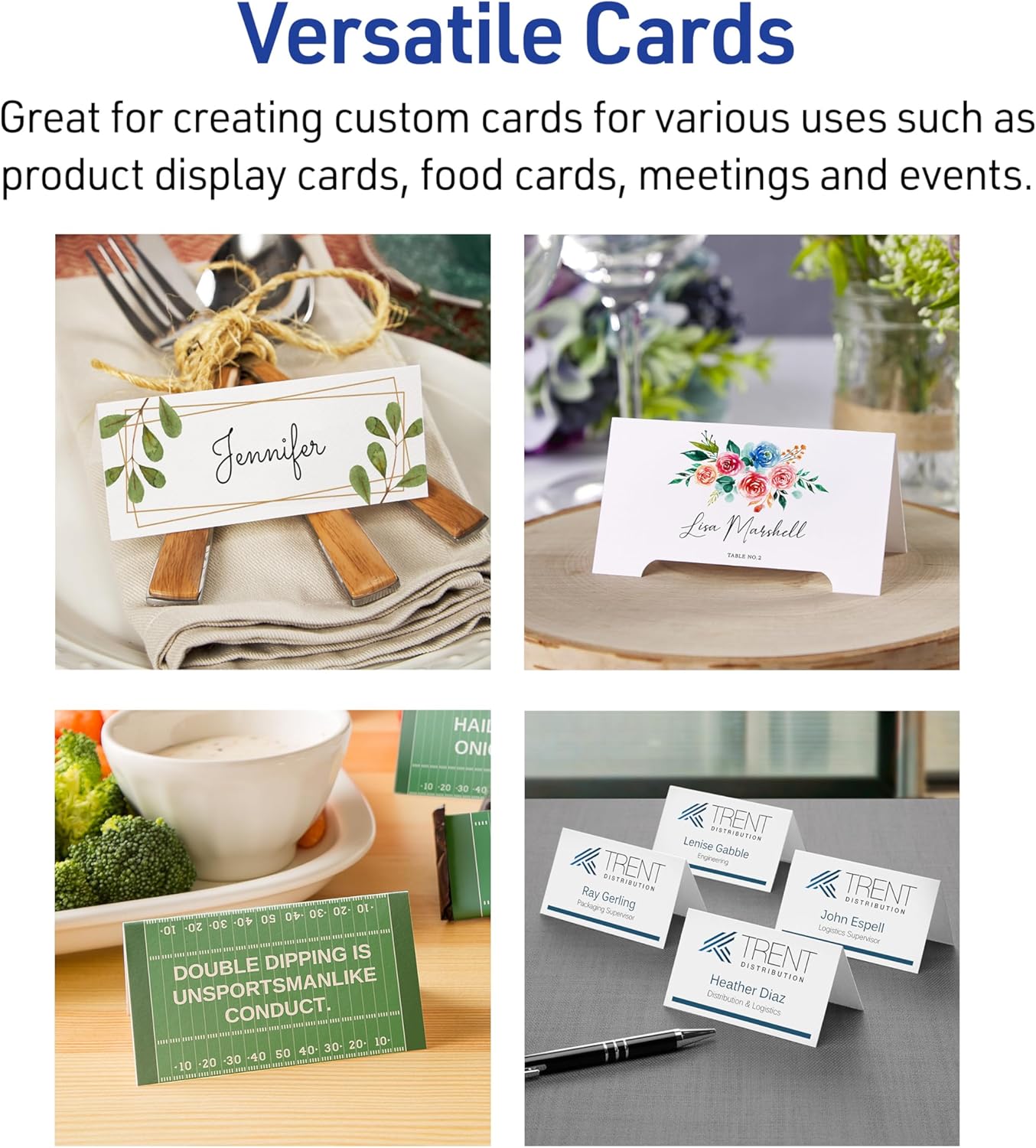 Avery Tent Cards 35 x 11 White Embossed Border 50 Blank
