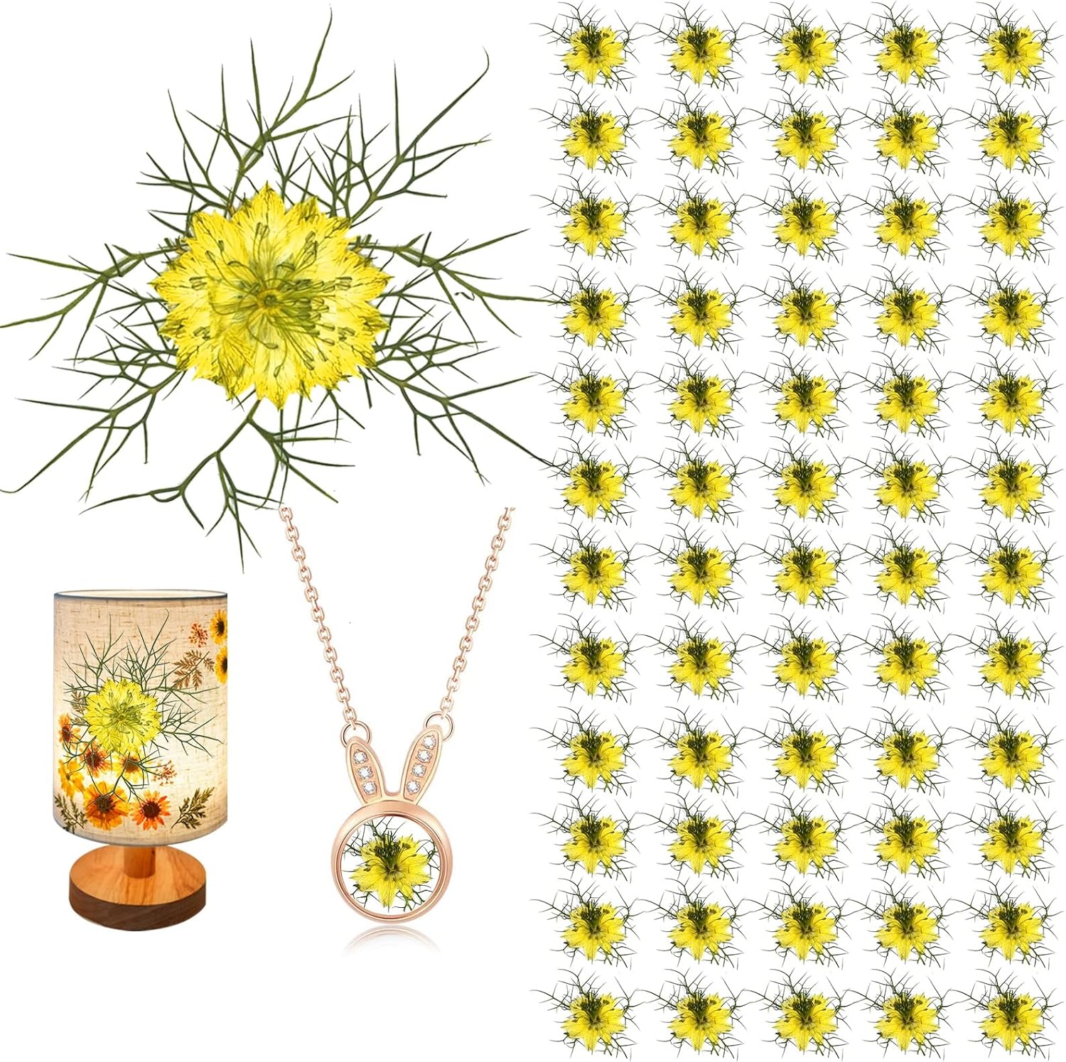 60PCS Yellow Pressed Flowers for Resin Crafts