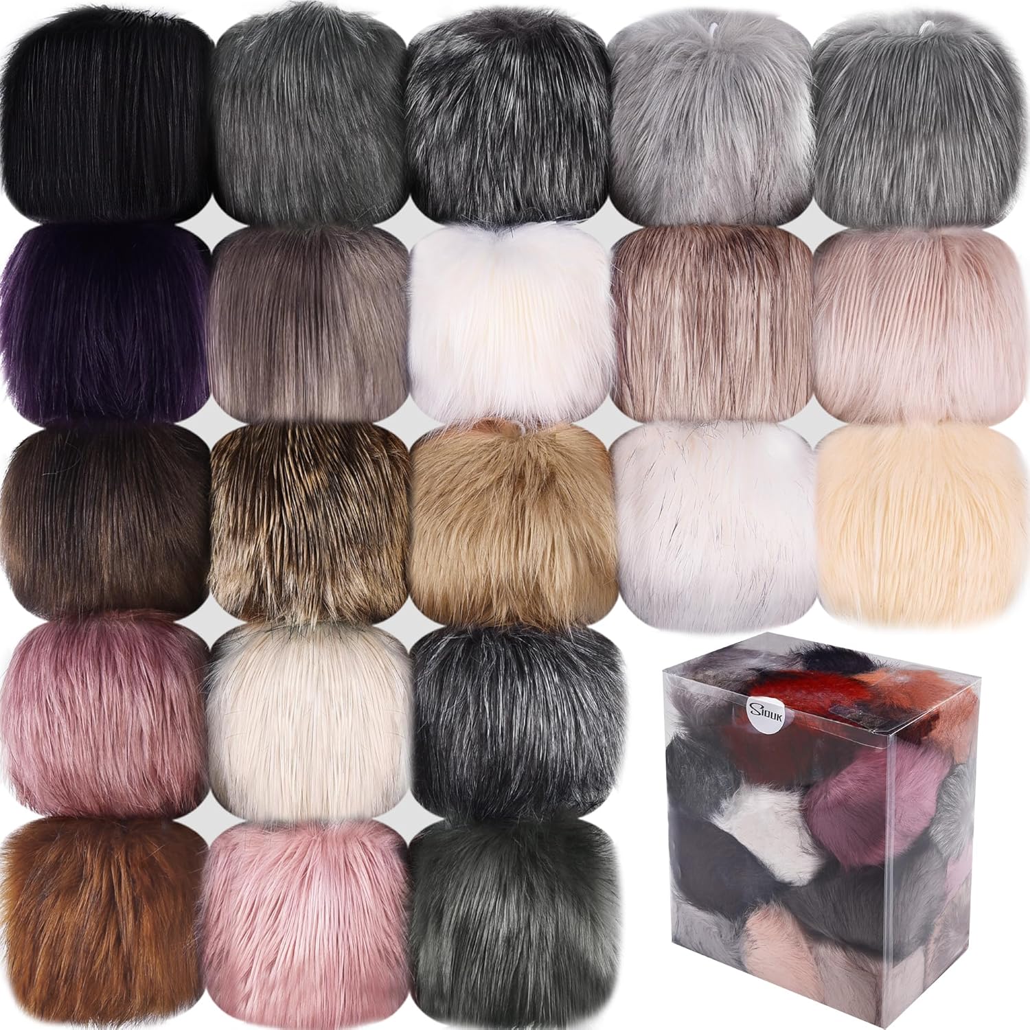 SIQUK 21pcs 6 Inch Faux Fur Pom Poms for Hats and Crafts