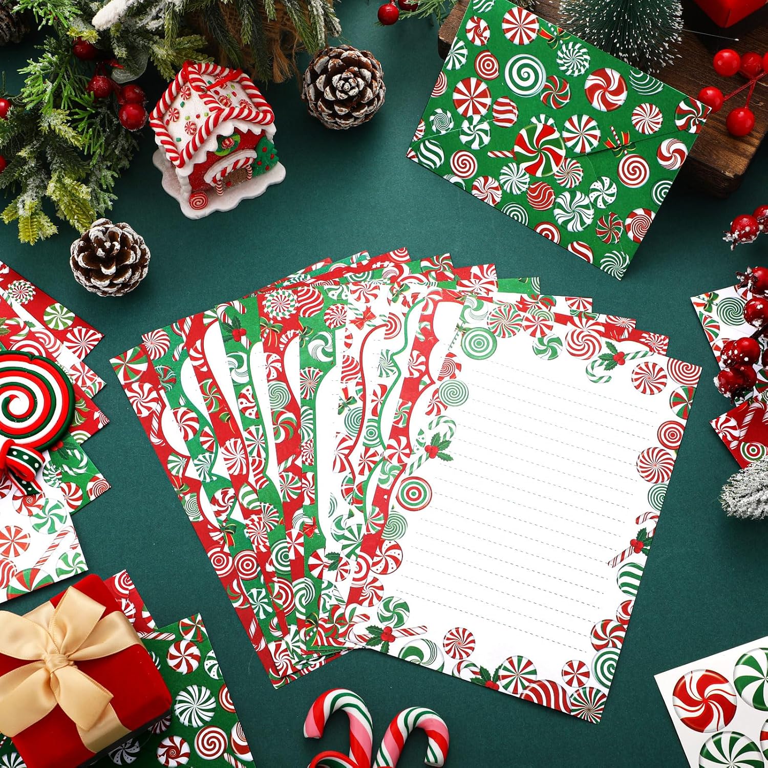 TaoBary 160 Pack Stationery Set with 10 Christmas Candy Designs