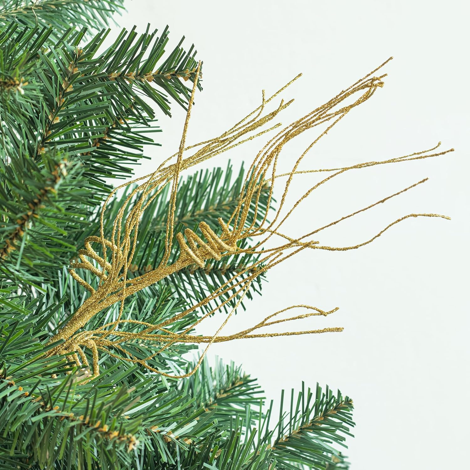 KI Store Gold Glitter Curly Christmas Tree Spray Set of 12
