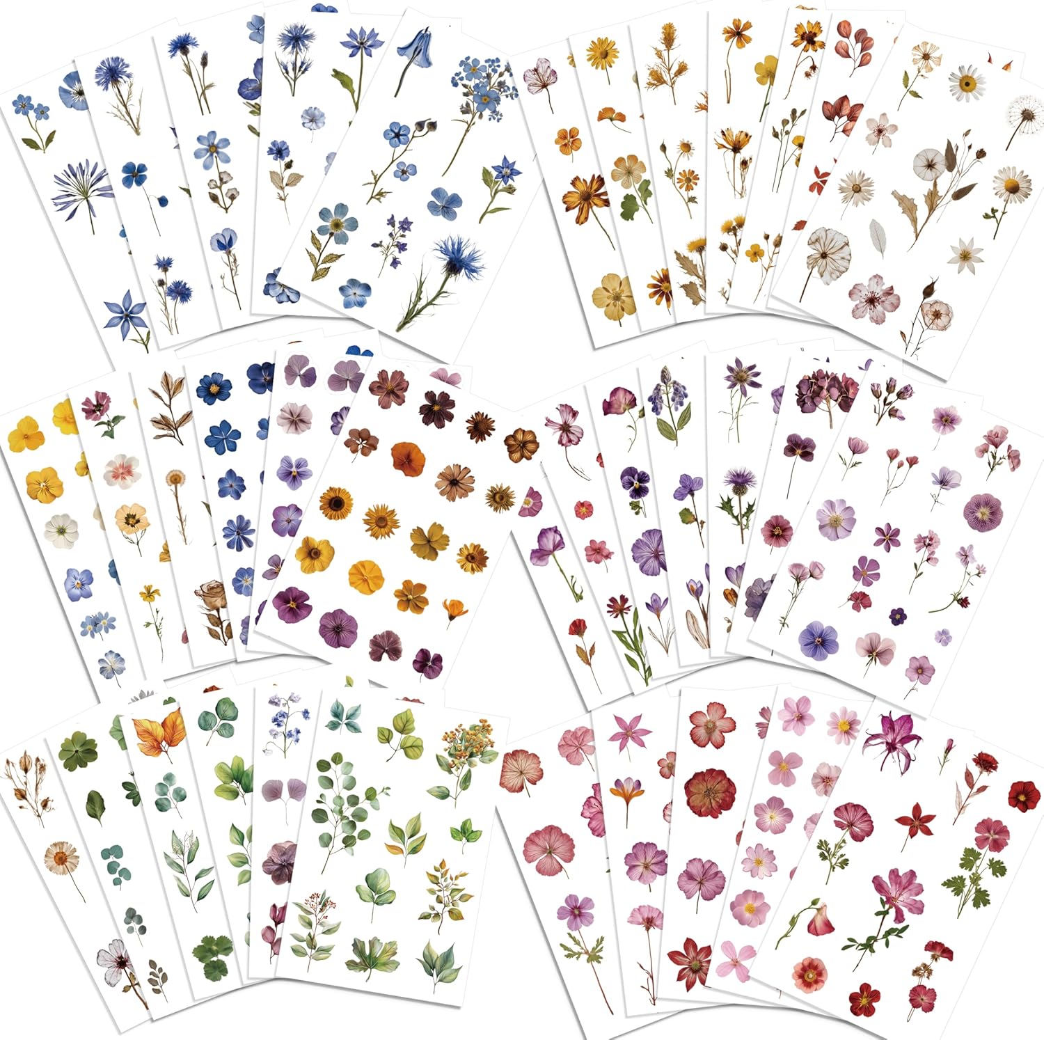 Pressed Flower Stickers 500 Pieces 36 Sheets