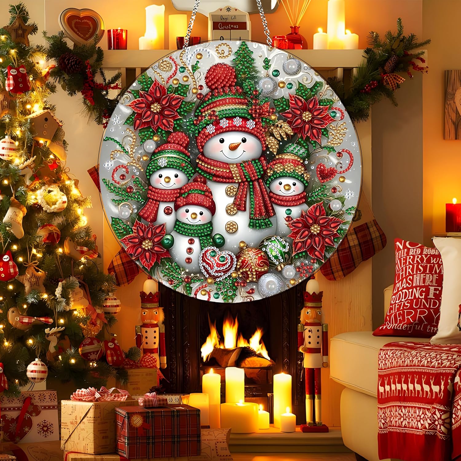 DIY Christmas Diamond Art Snowman Wreath Kit