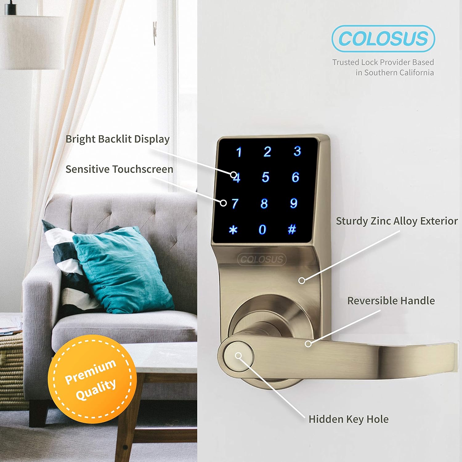 Colosus NDL319 Keyless Door Lock with Touchscreen