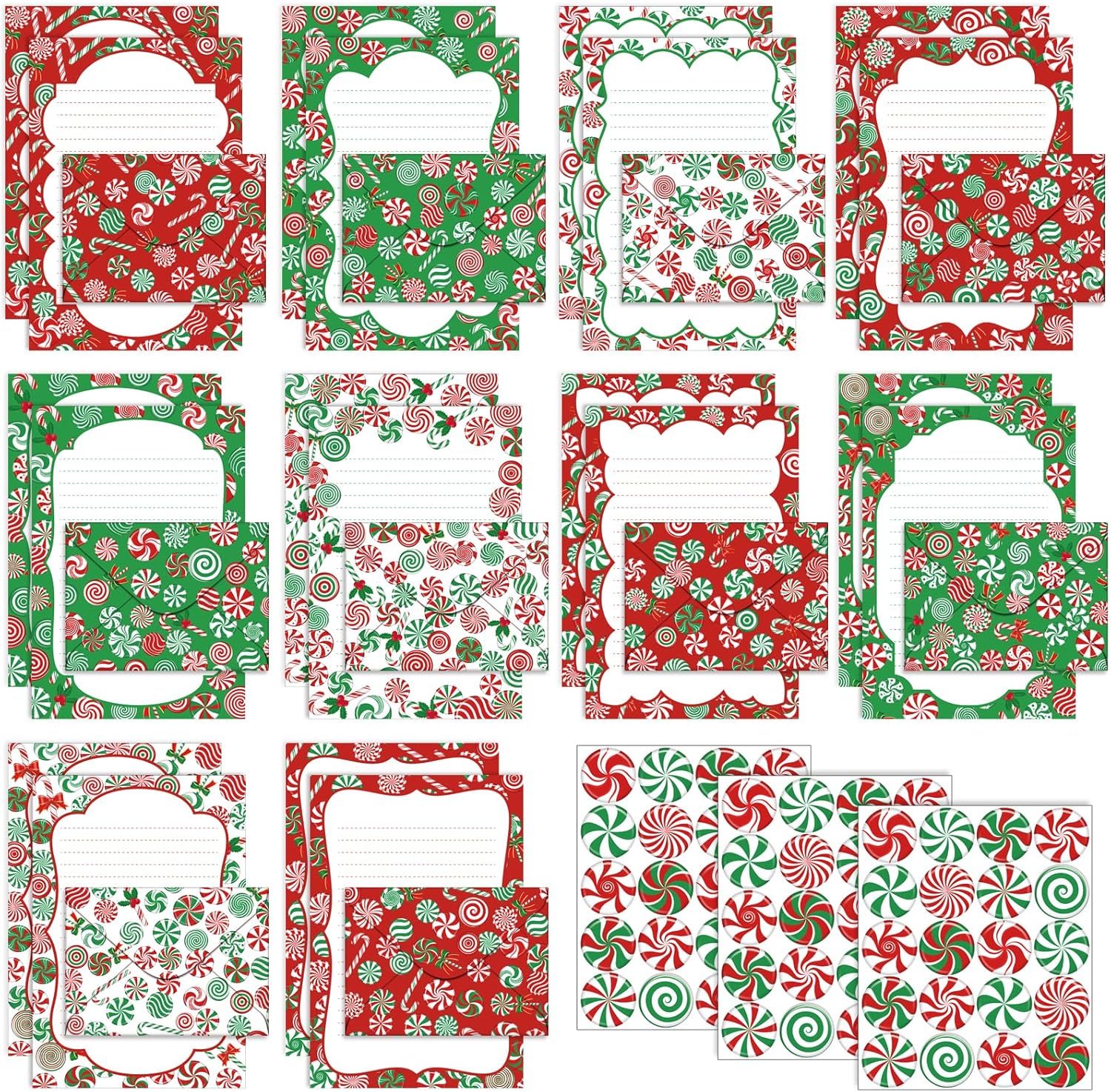 TaoBary 160 Pack Stationery Set with 10 Christmas Candy Designs