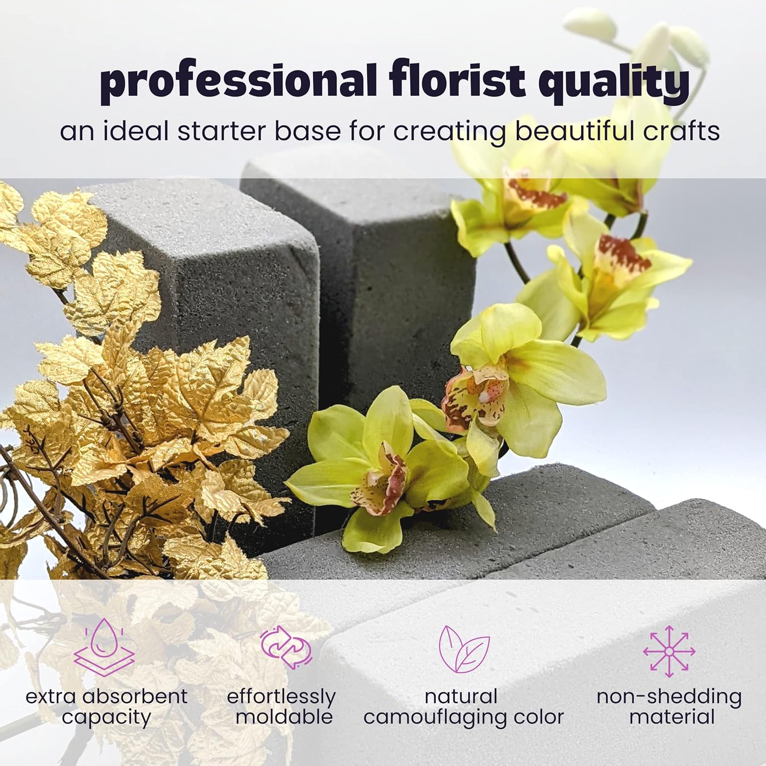 FUNSTITUTION Dry Floral Foam Blocks 4 Bricks Grey