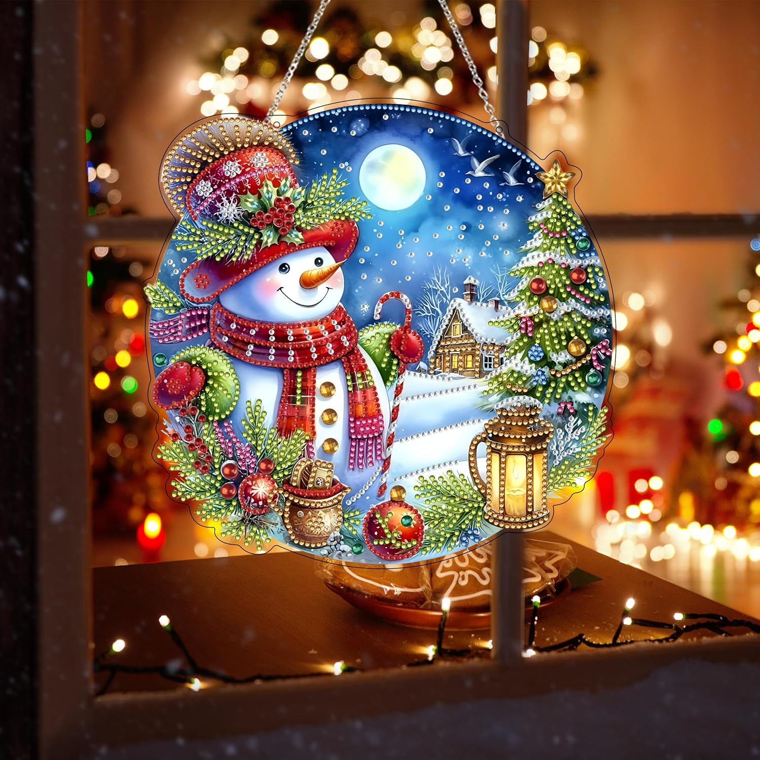 DIY Acrylic Diamond Art Painting Wreath Kit Snowman 5D