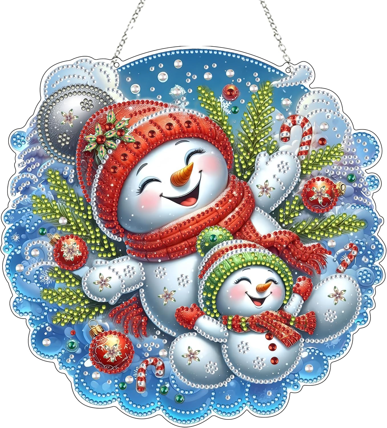JJFox Diamond Art Painting Kit Snowman Wreath