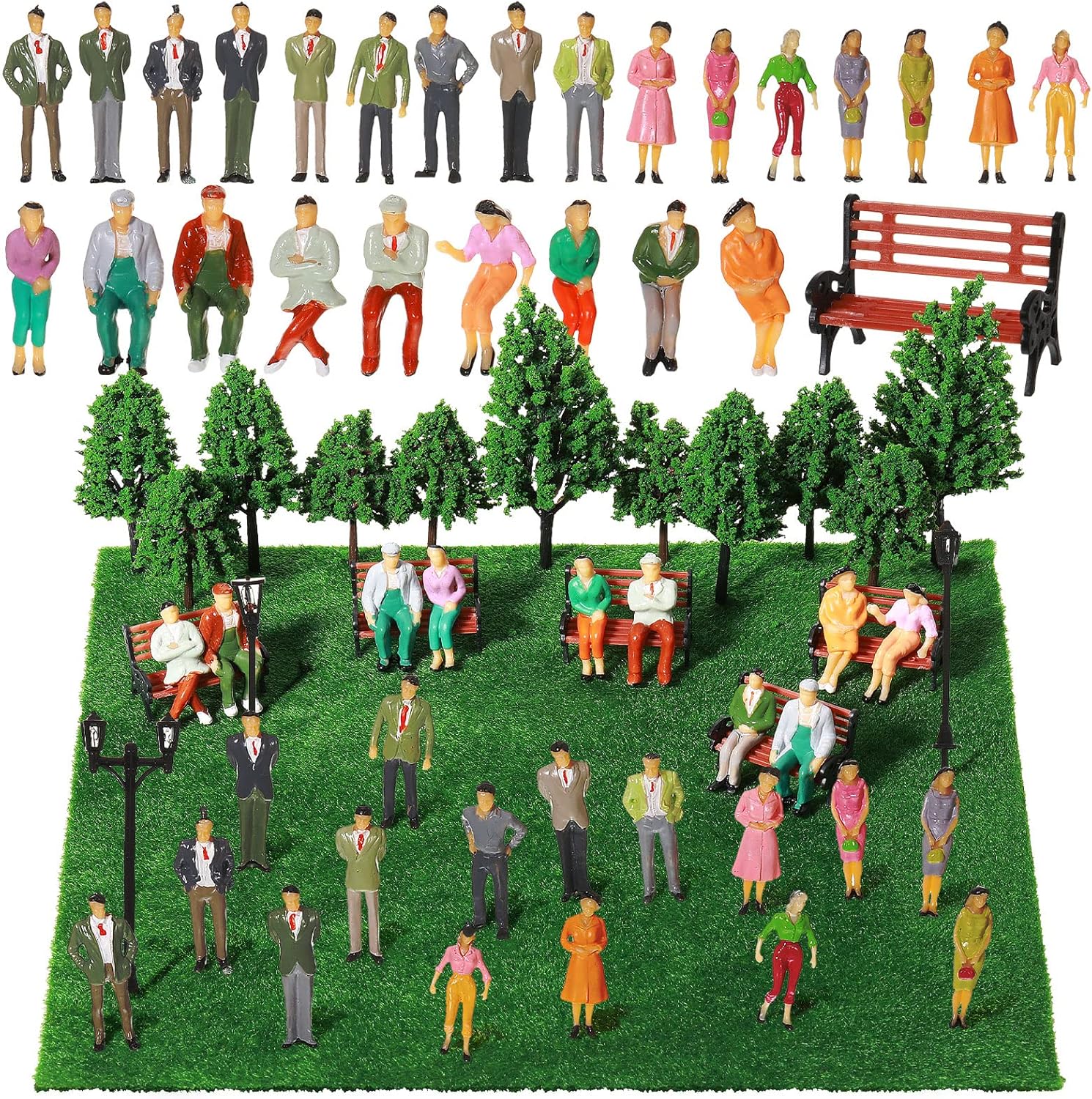 Sratte 55 Pcs Model Trains Scene Set Figures Accessories