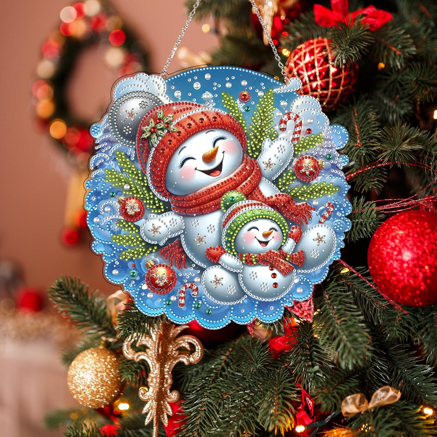 JJFox Diamond Art Painting Kit Snowman Wreath