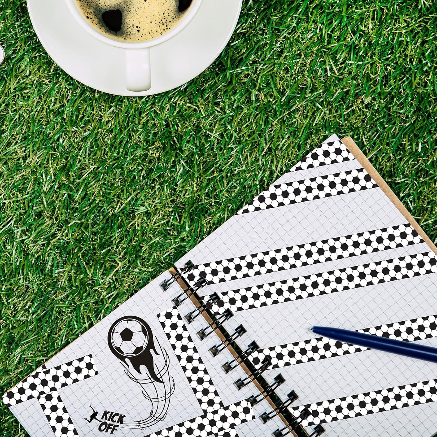 220 Yards Soccer Pattern Packing Tape Black White Decorative
