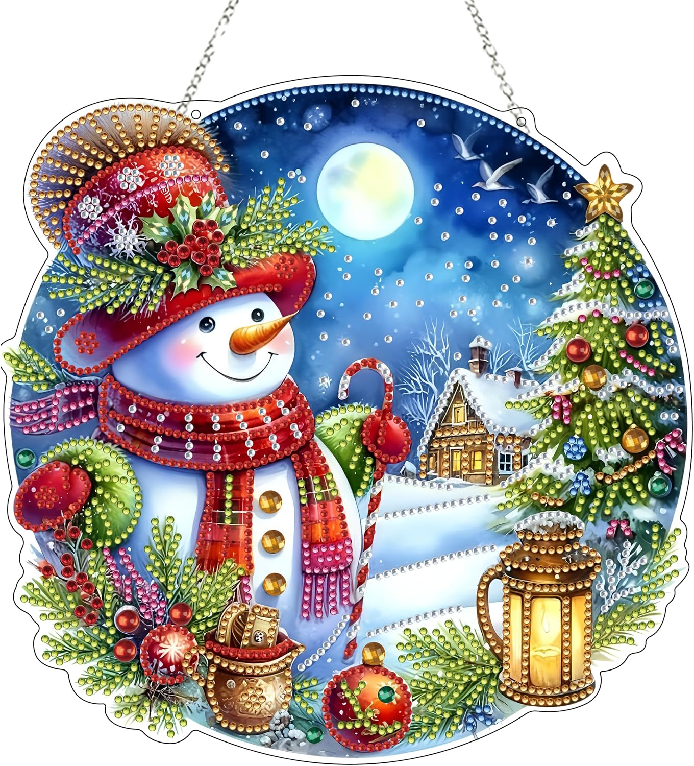 DIY Acrylic Diamond Art Painting Wreath Kit Snowman 5D