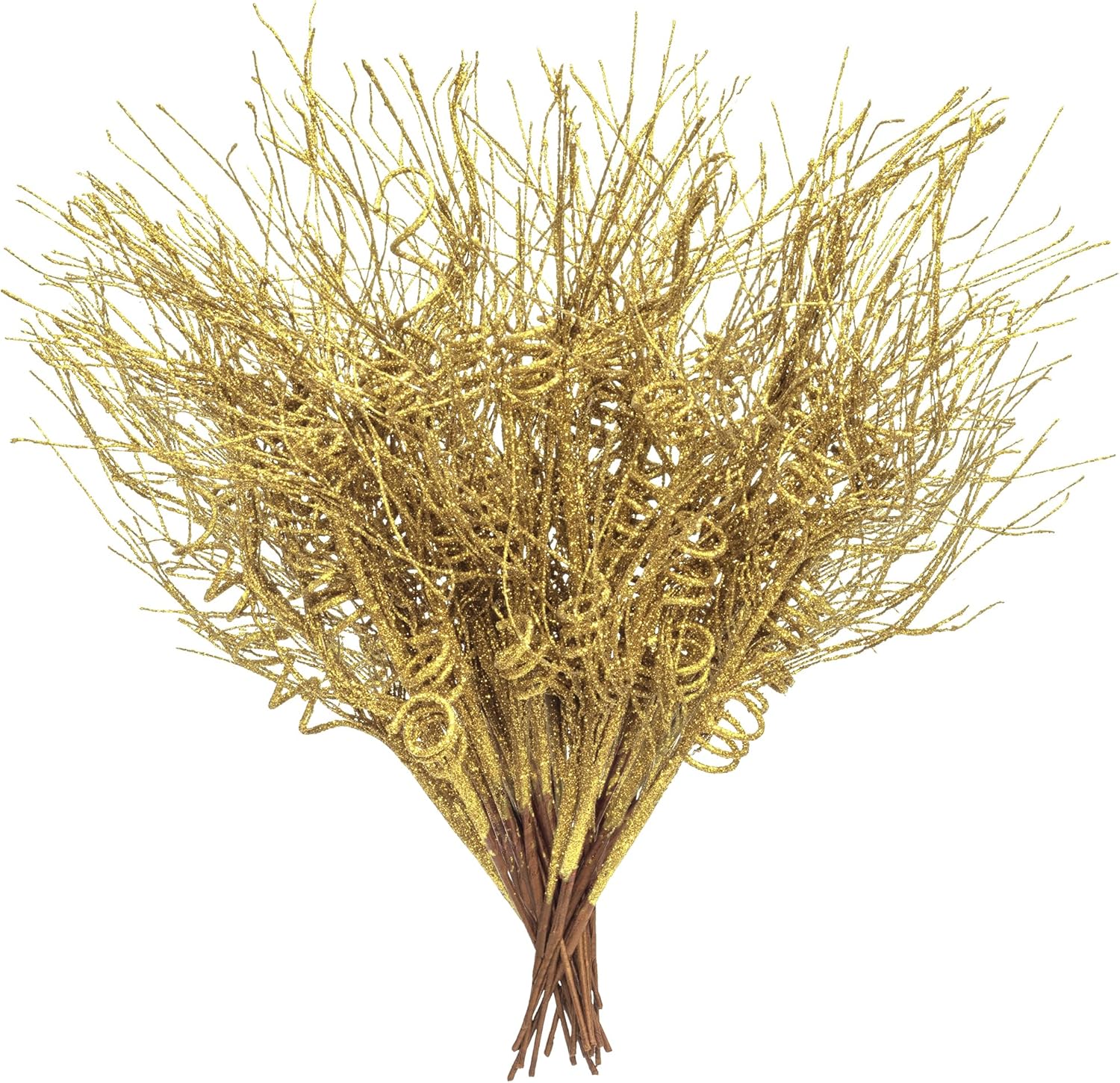 KI Store Gold Glitter Curly Christmas Tree Spray Set of 12