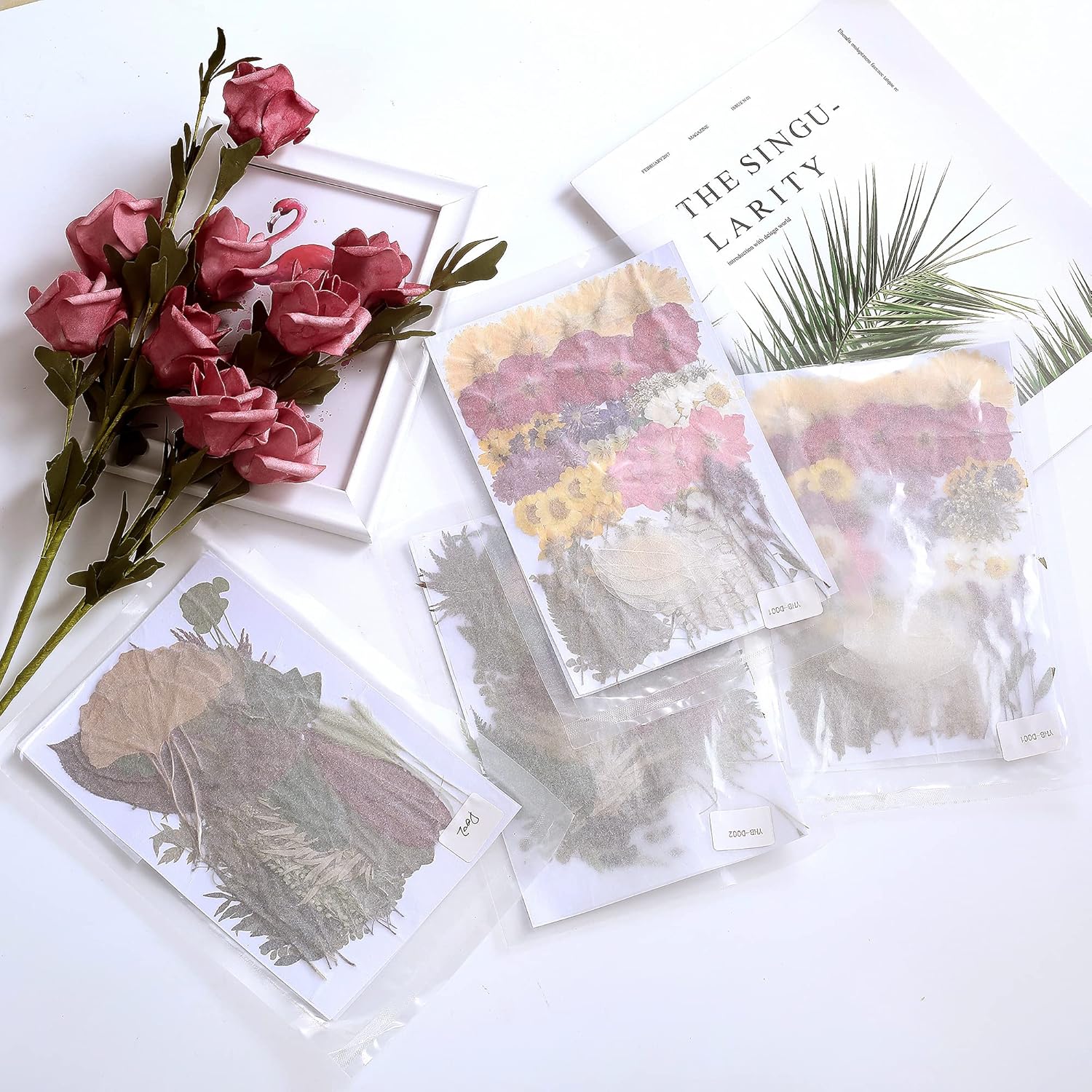 100 PCS Real Dried Greenery Leaves for DIY Resin Jewelry Craft